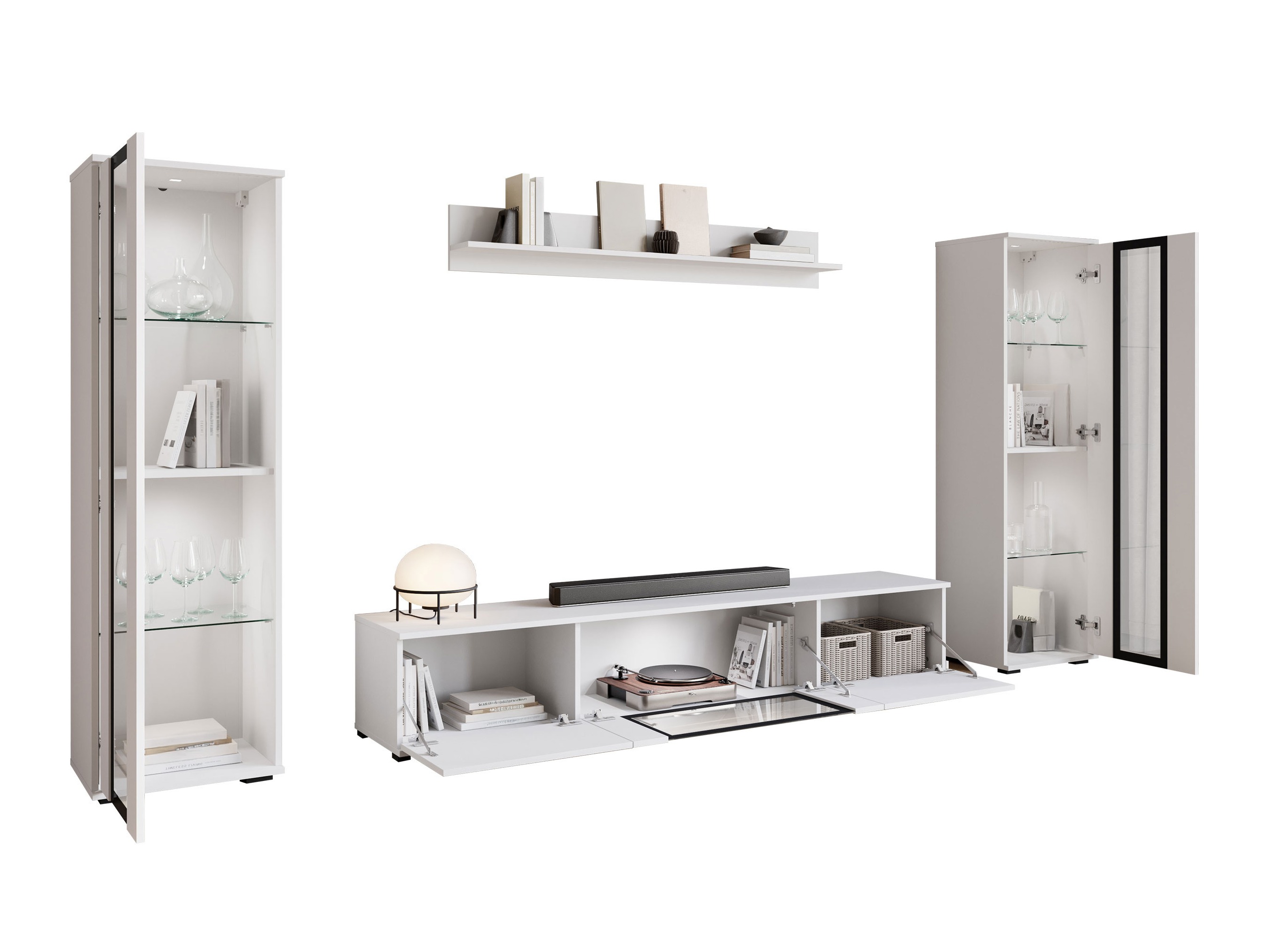 Set za dnevni boravak Torcame 103 (Bijela + Sjajno bijela)