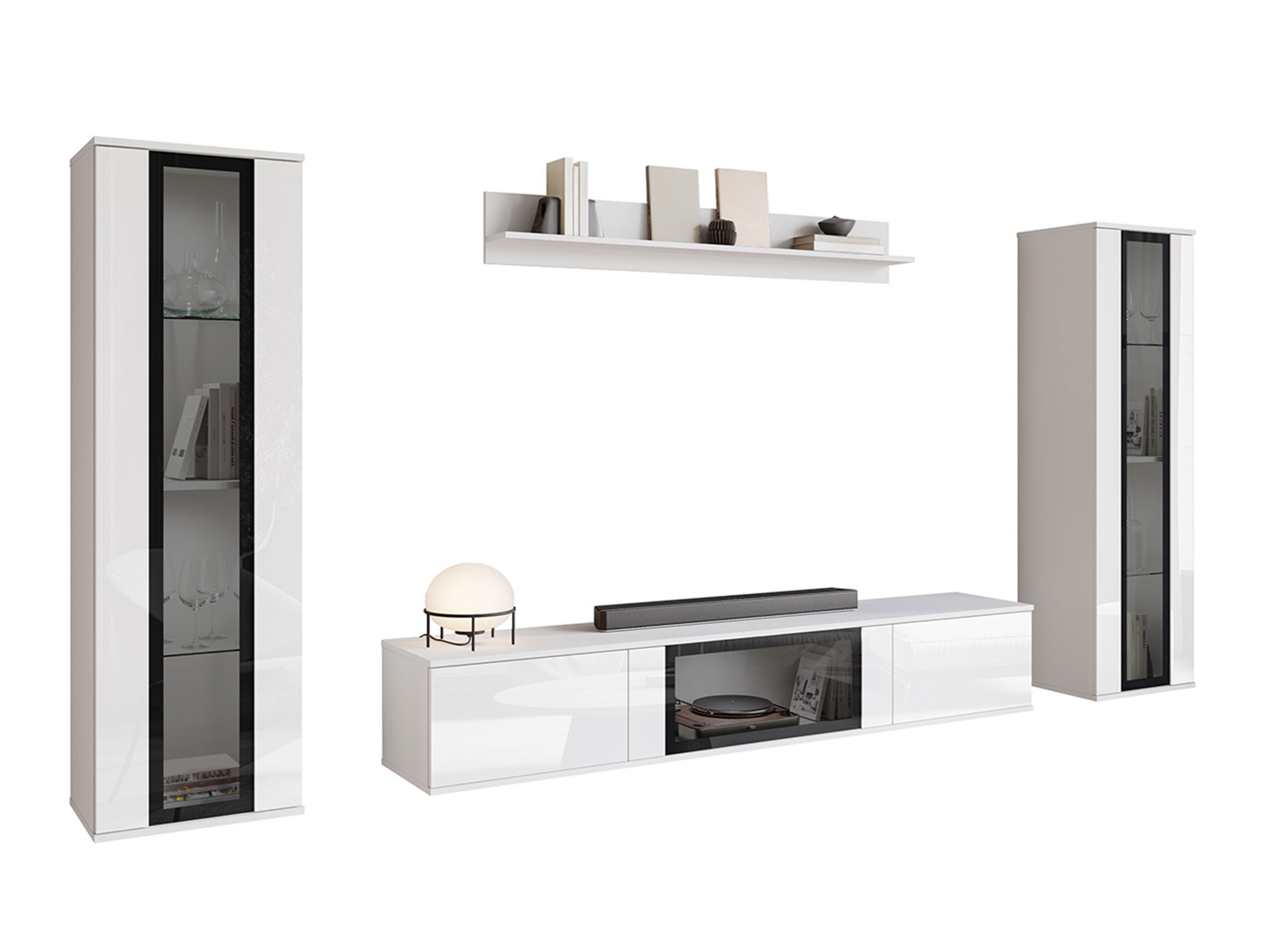 Set za dnevni boravak Torcame 103 (Bijela + Sjajno bijela)