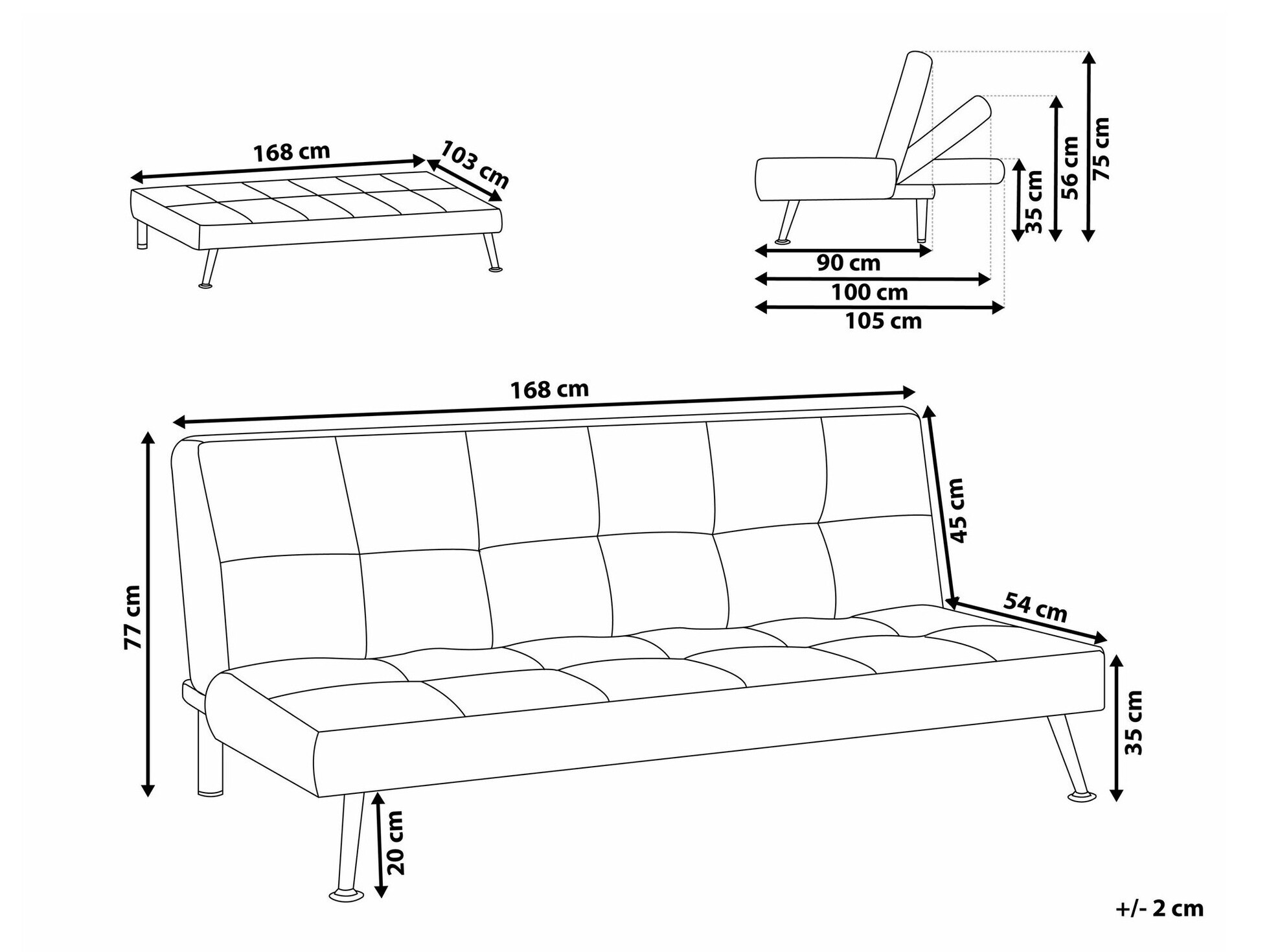Kauč na razvlačenje Berwyn 1989 (Svijetlo siva)