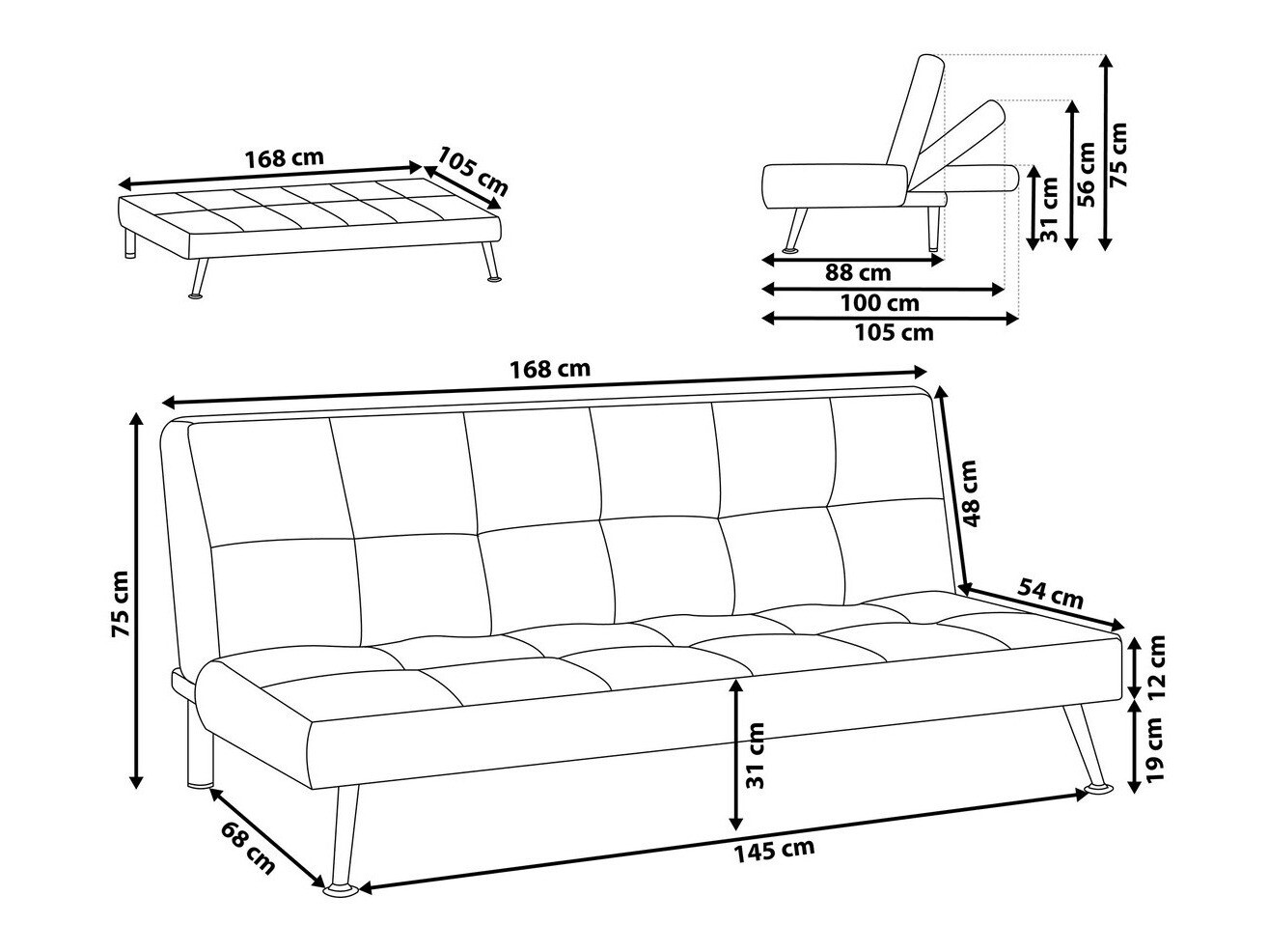 Kauč na razvlačenje Berwyn 1989 (Bež)