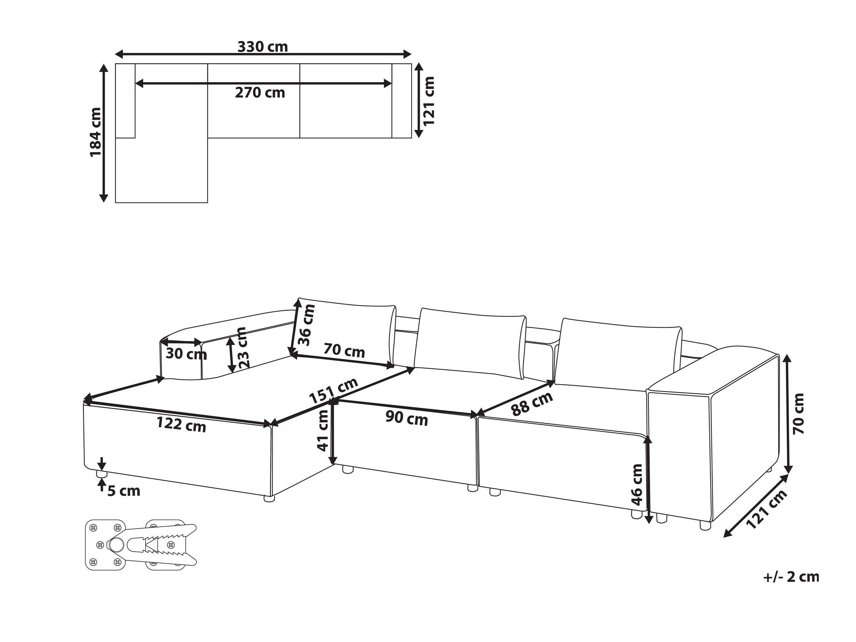 Modularna kutna garnitura Avialu 100 (Siva)