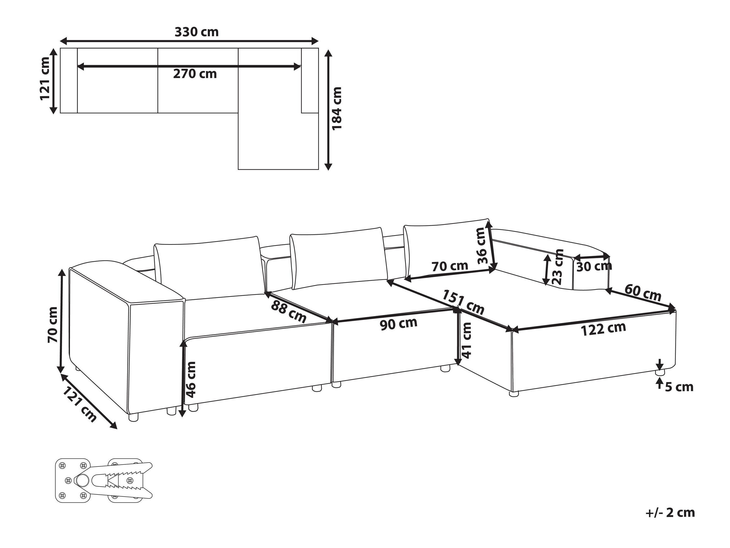 Modularna kutna garnitura Avialu 100 (Siva)