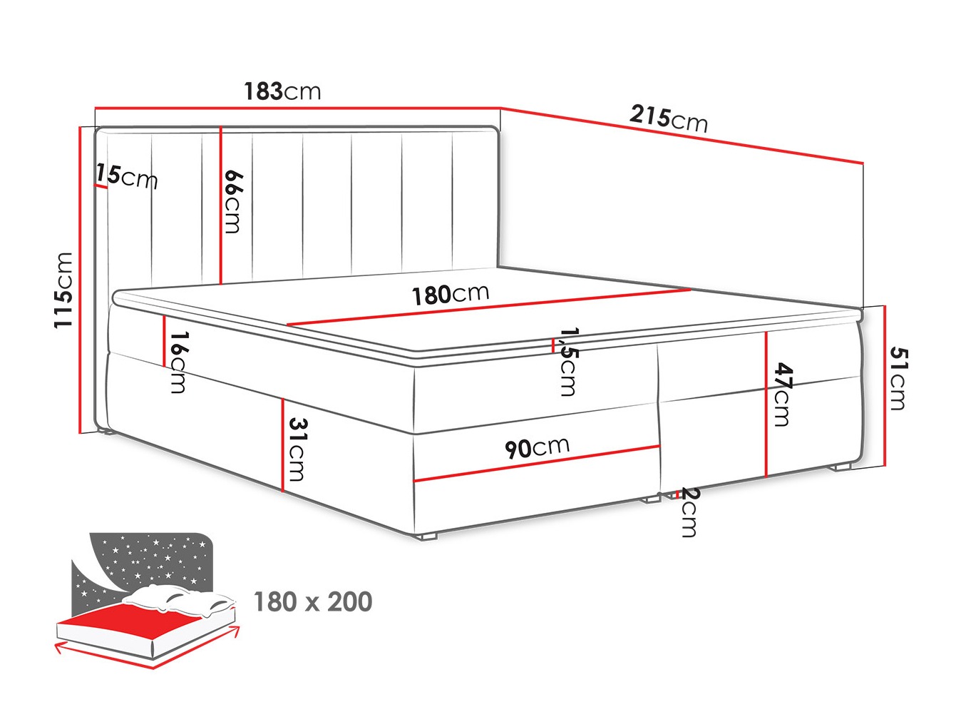 Boxspring krevet Pomona 116 (Magic baršun 2258)