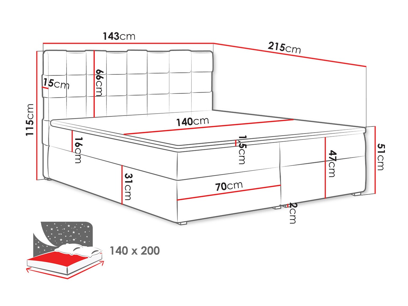 Boxspring krevet Pomona 117 (Kronos 02)