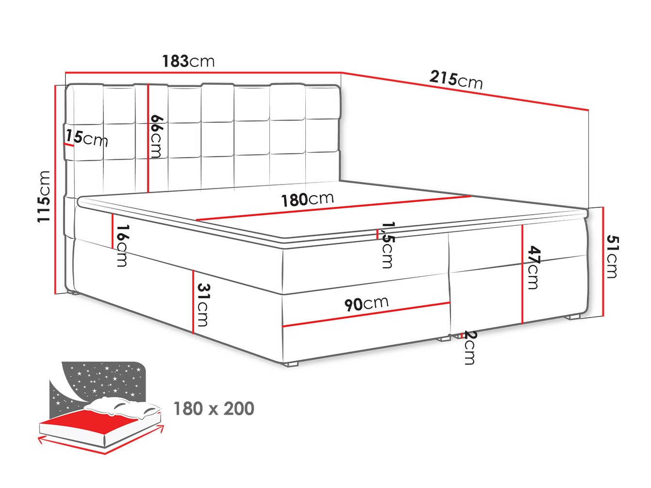 Boxspring krevet Pomona 117 (Kronos 22)