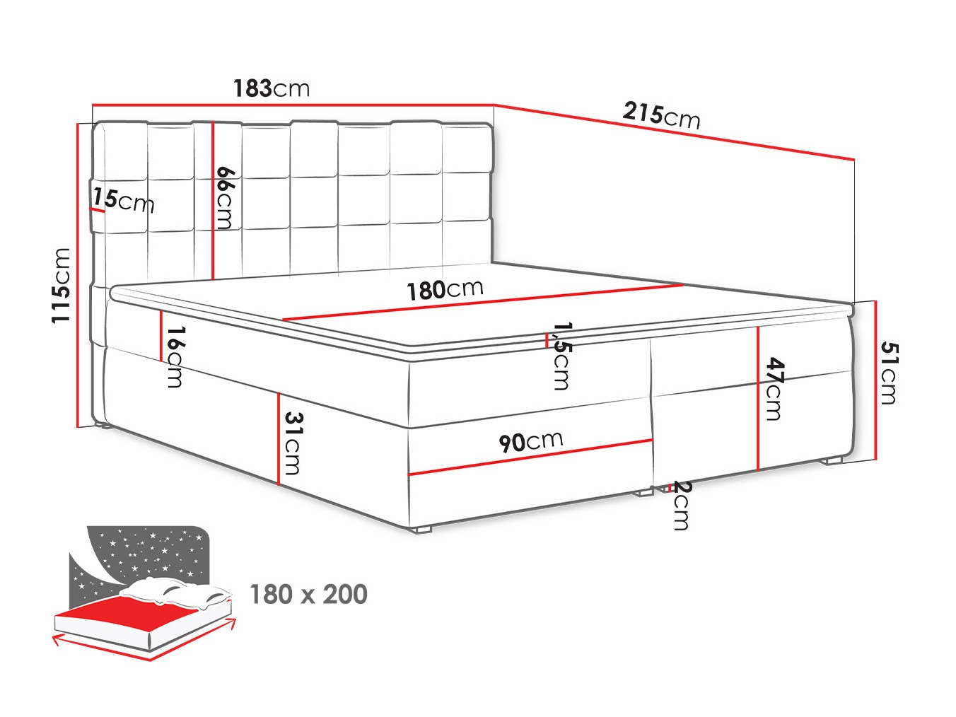 Boxspring krevet Pomona 117 (Kronos 35)