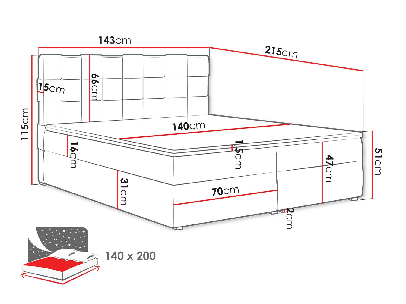Boxspring krevet Pomona 117 (Paros 05)