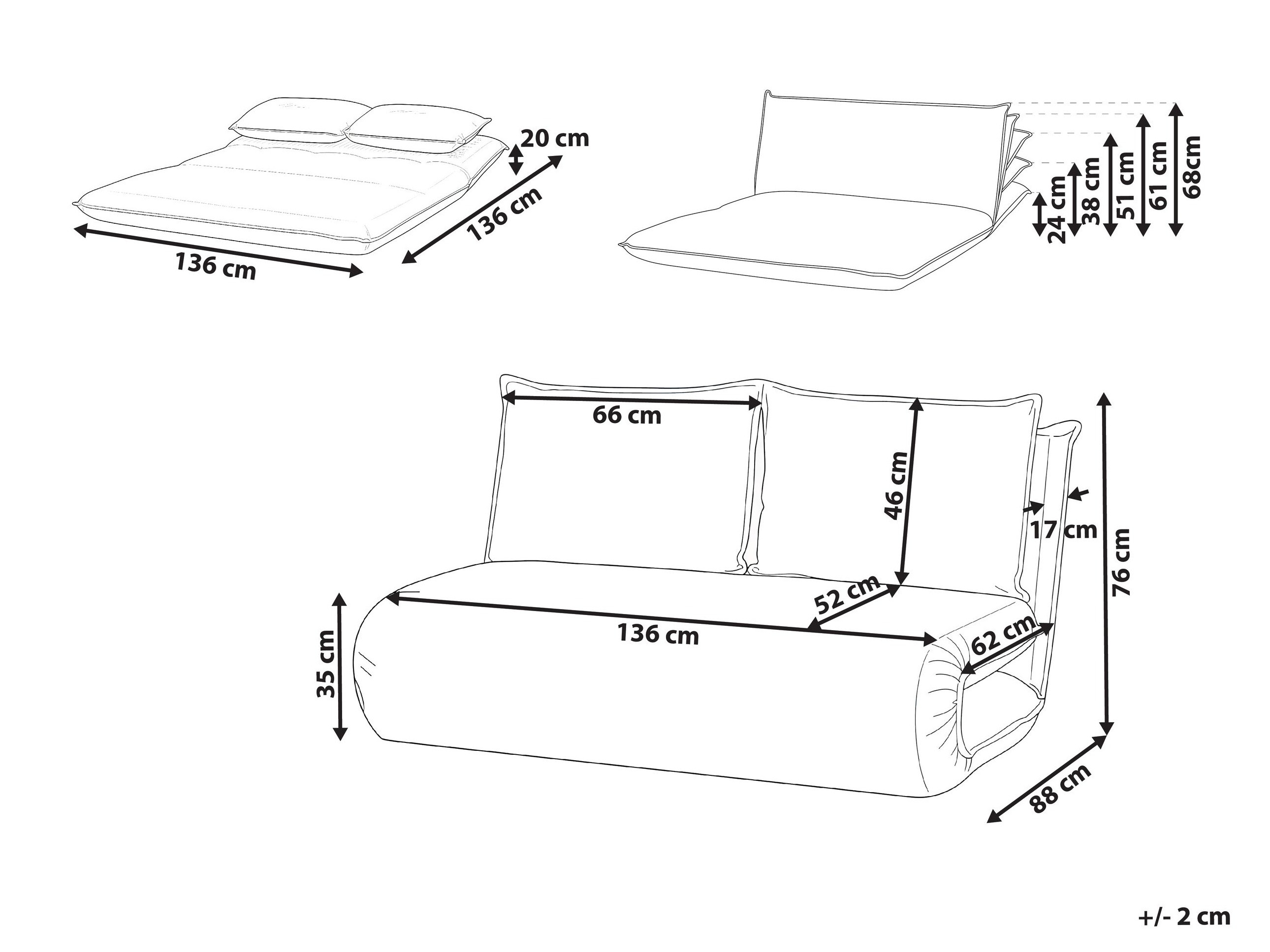 Kauč na razvlačenje Berwyn 2997 (Tamno siva)