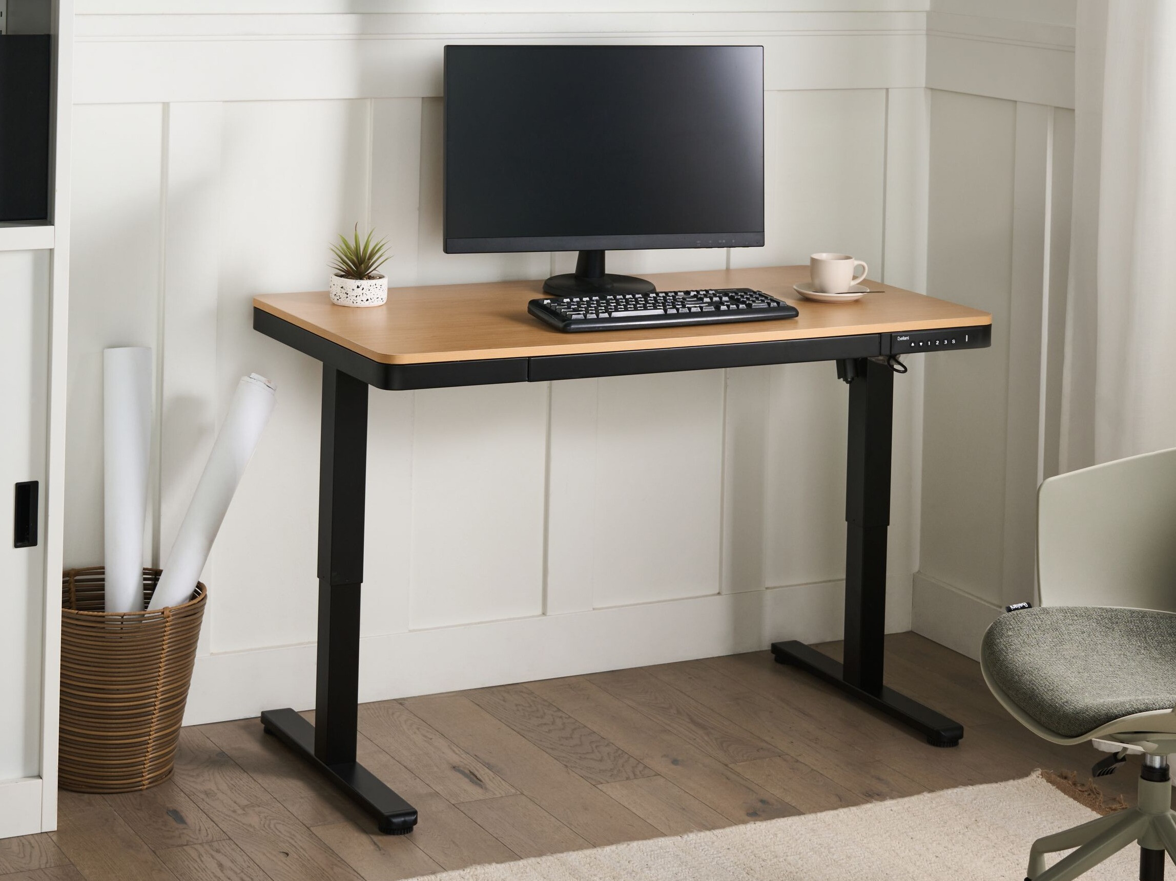 Radni stol podesiv po visini Berwyn 2994 (Crna + Svijetlo smeđa)