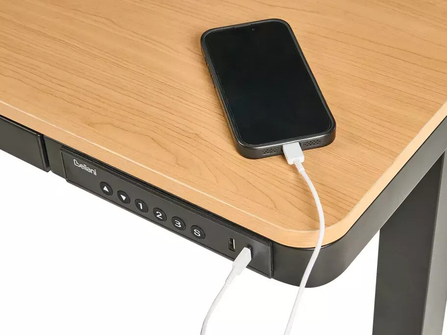 Radni stol podesiv po visini Berwyn 2994 (Crna + Svijetlo smeđa)