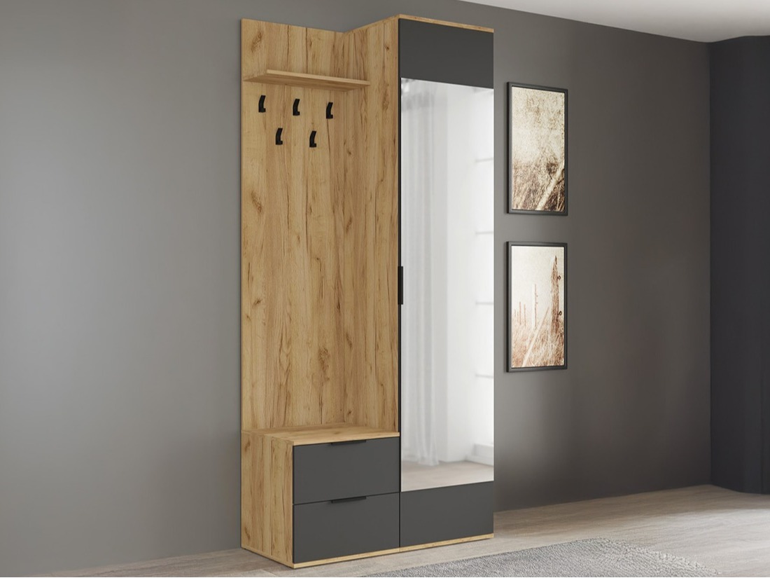 Set za hodnik Houston 2004 (Antracit + Zlatni hrast)