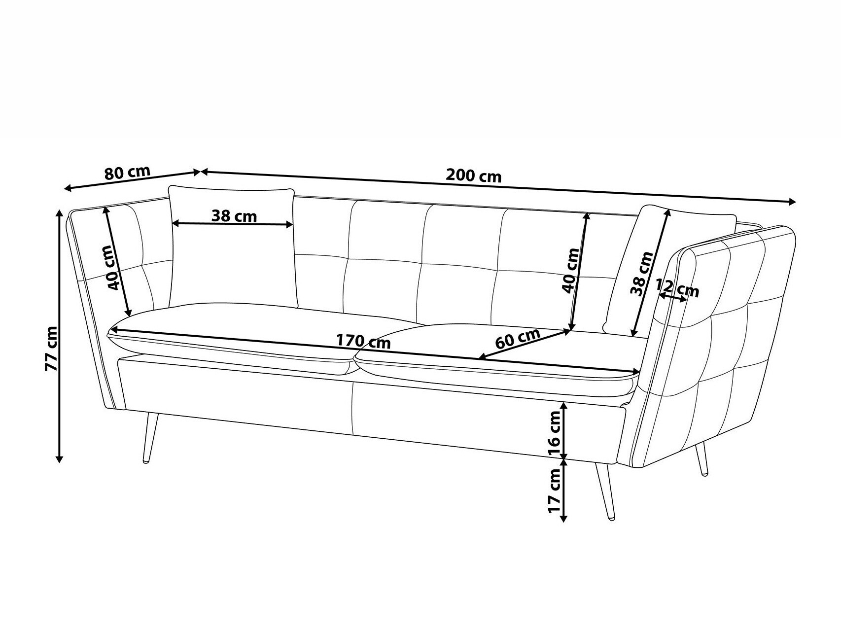 Kauč Berwyn 1245 (Siva)