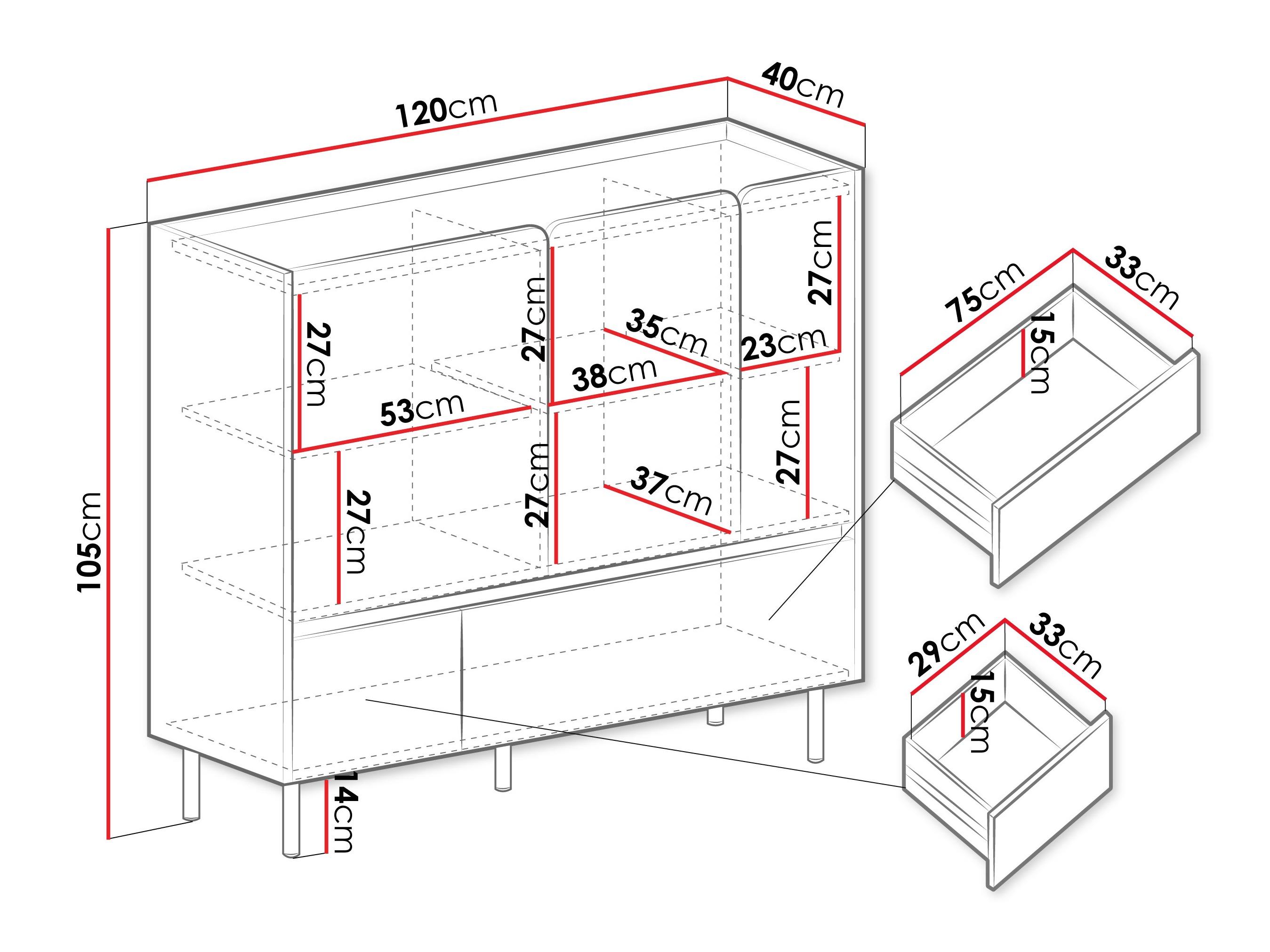 Komoda Fiosono 107 (Zagasito zelena + Hrast)