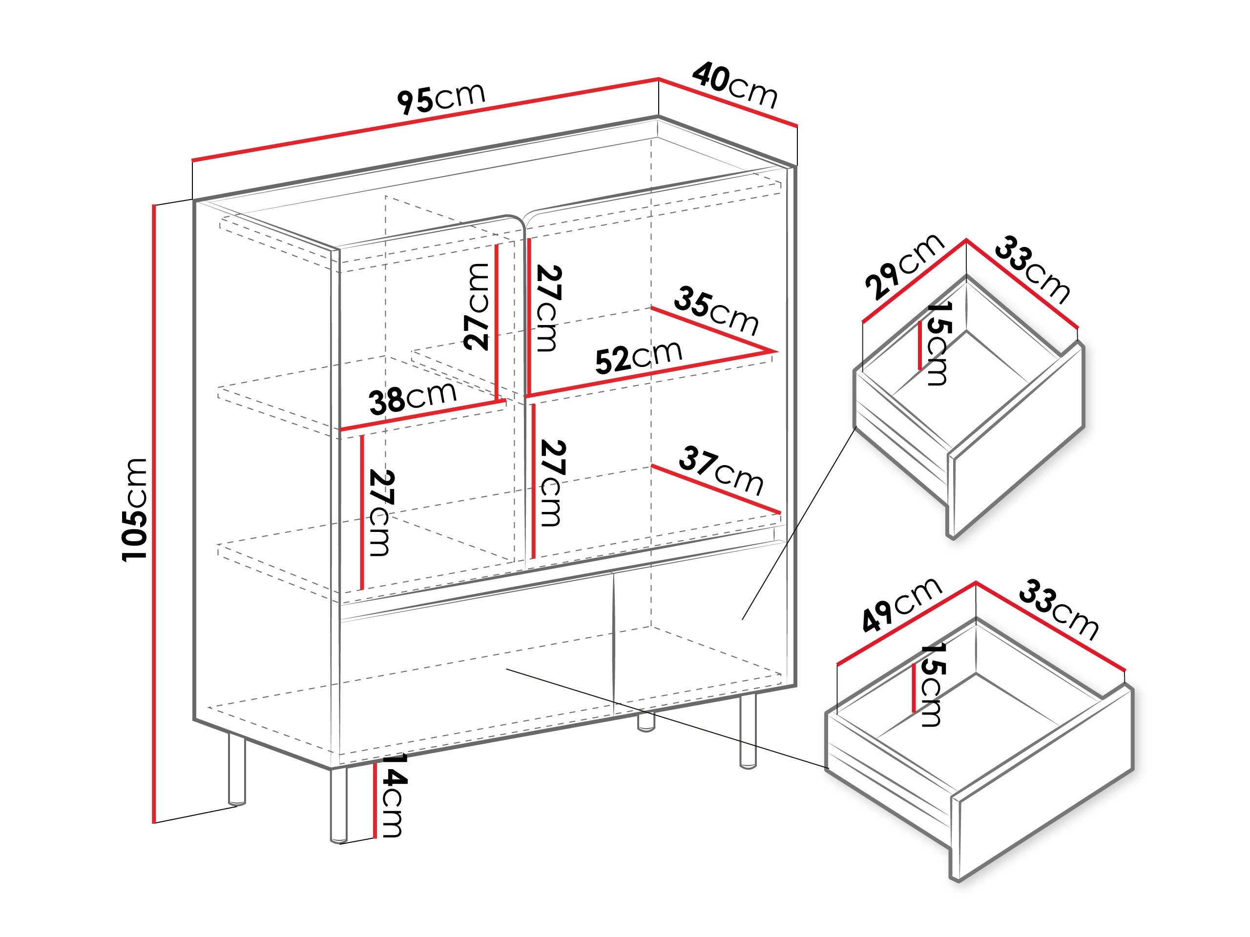Komoda Fiosono 108 (Zagasito zelena + Hrast)