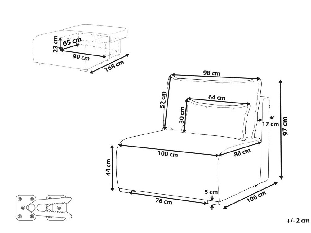 Modularna fotelja Berwyn 3018 (Plava)