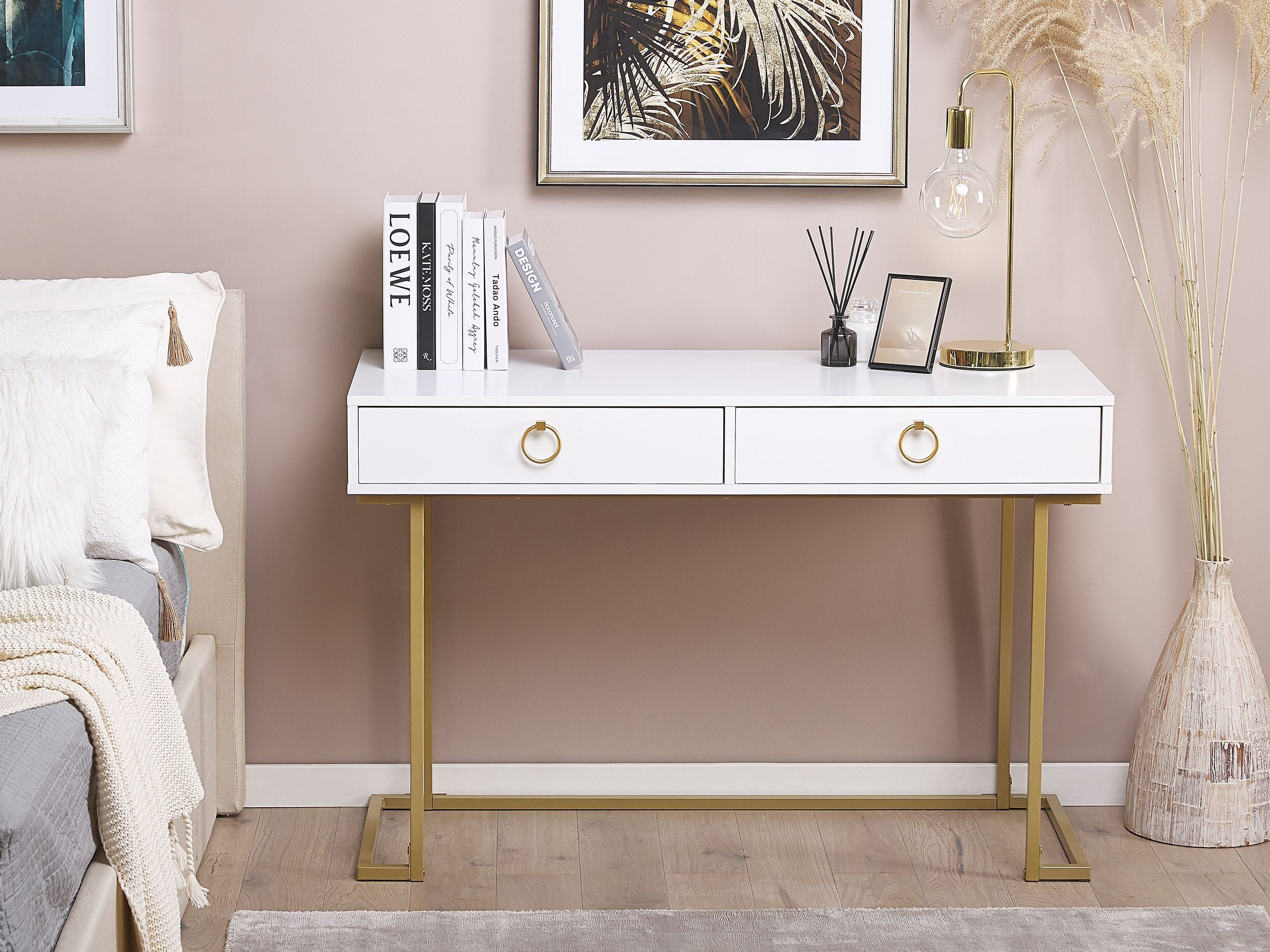 Konzolni stolić Berwyn 3020 (Bijela + Zlatna)