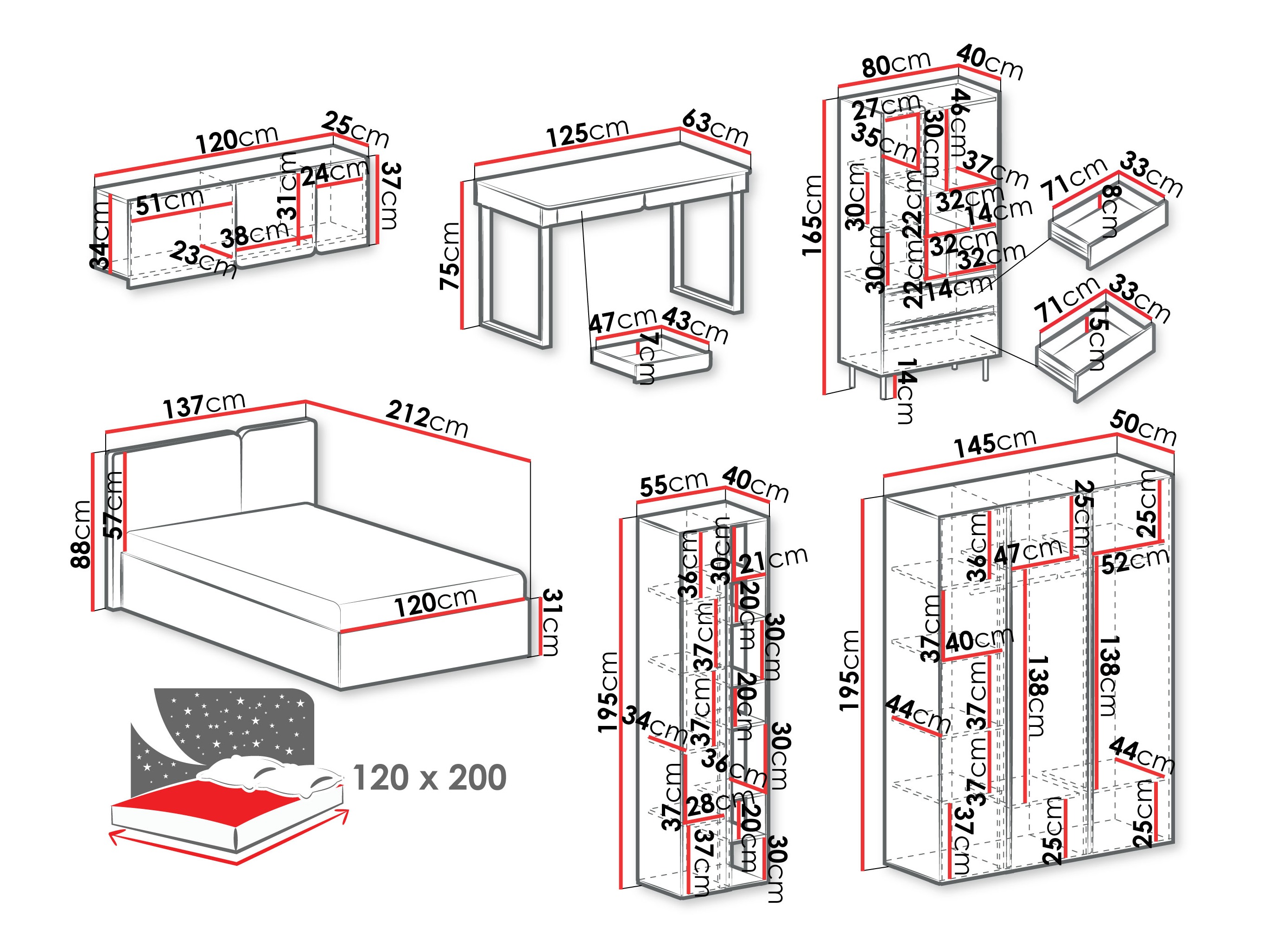 Set namještaja Fiosono 114 (Bež + Svijetli hrast)