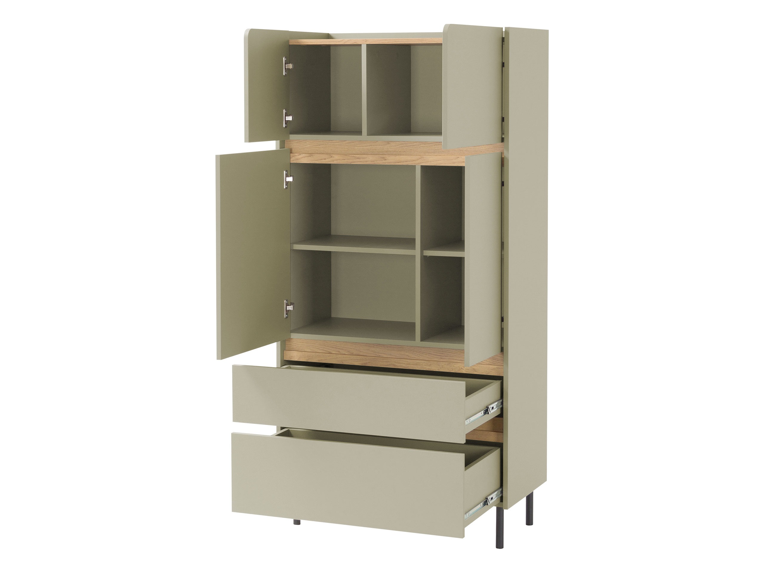 Set za spavaću sobu Fiosono 113 (Zagasito zelena + Hrast)