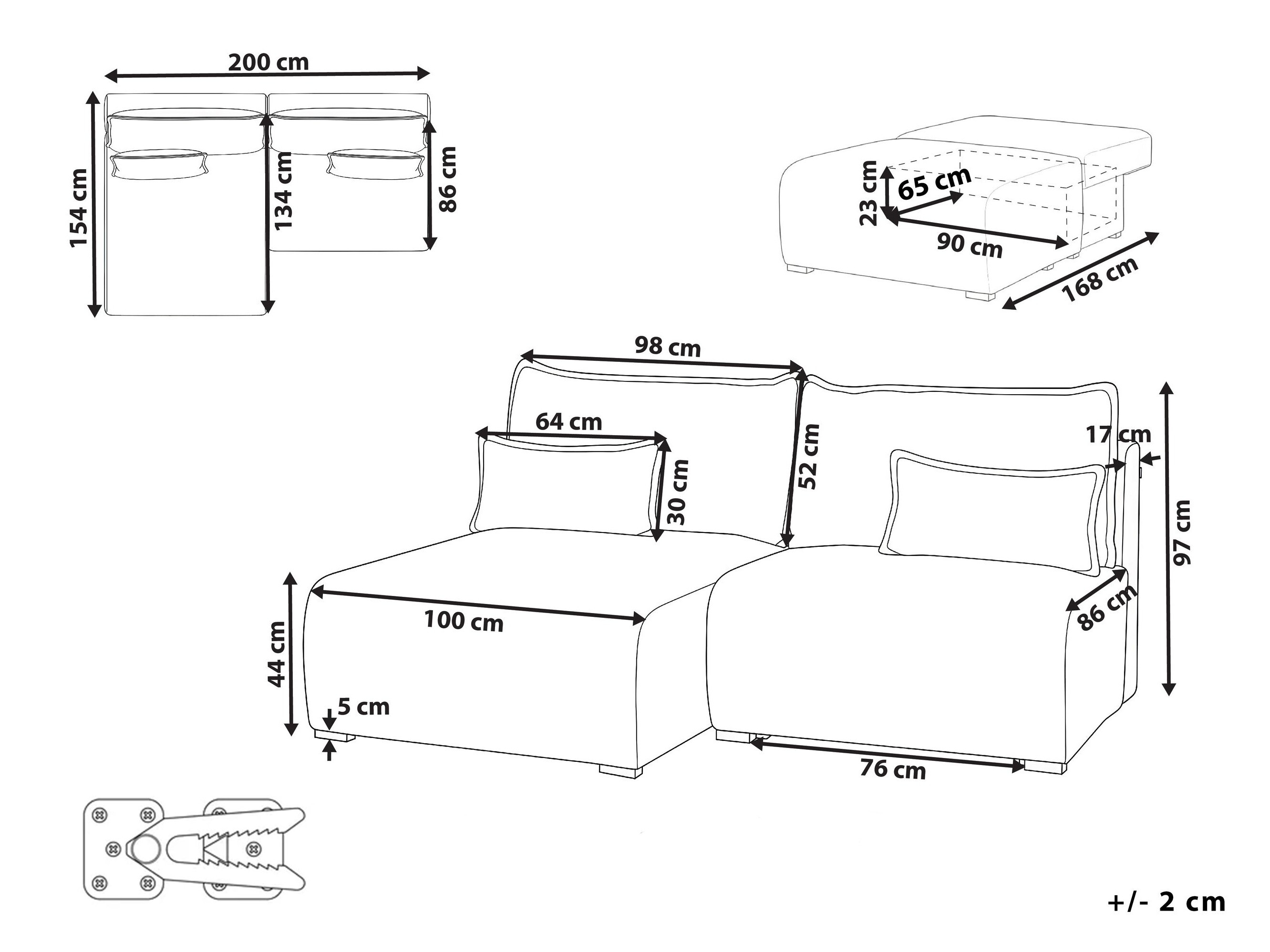Modularna kutna garnitura Berwyn 3021 (Plava)