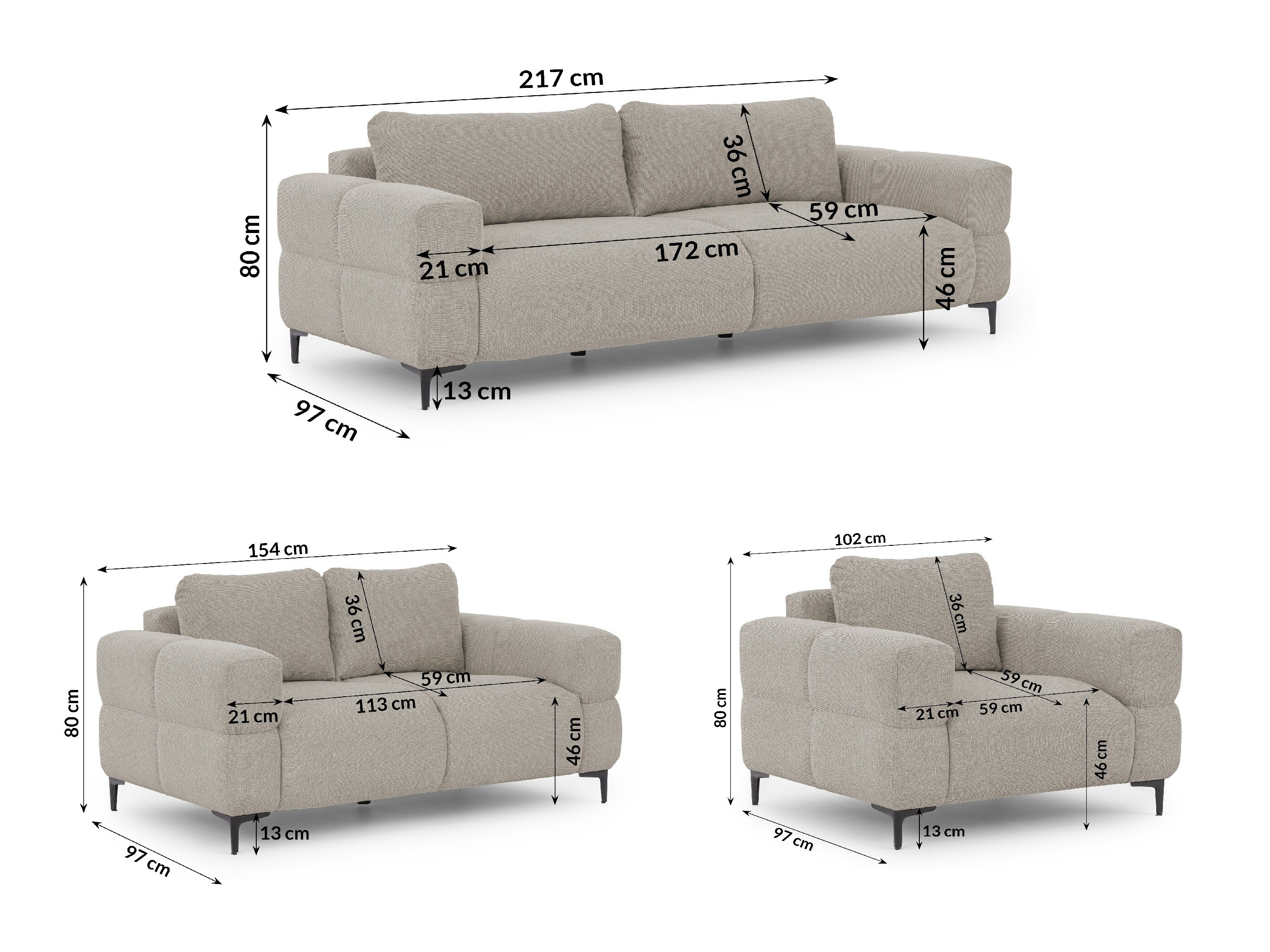 Tapecirani namještaj Rocklin 139 (Aragon 20)