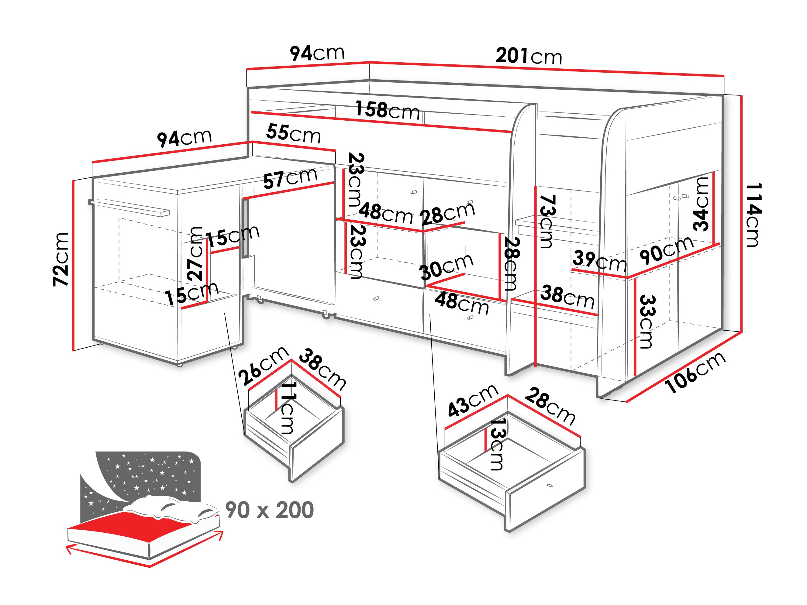 Krevet na platformi Ciravie 107