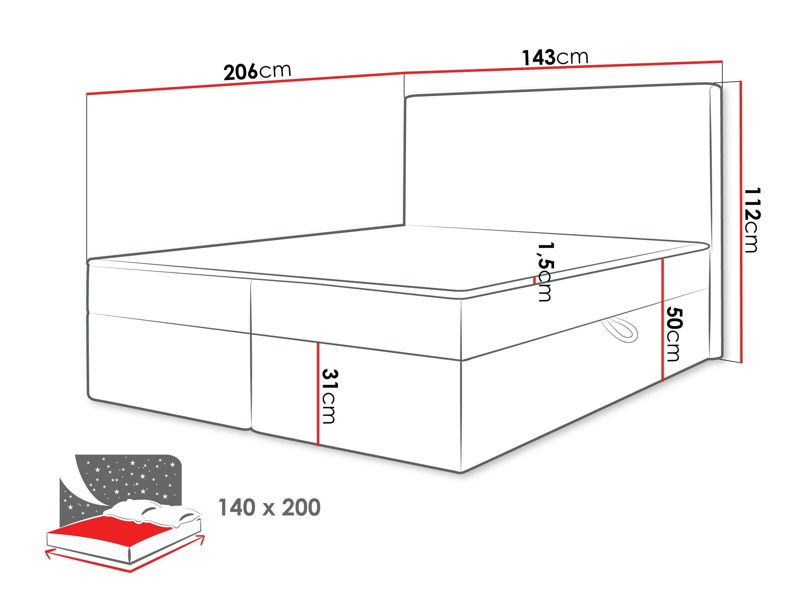 Boxspring krevet Comfivo Arbitas (Ambience 01)