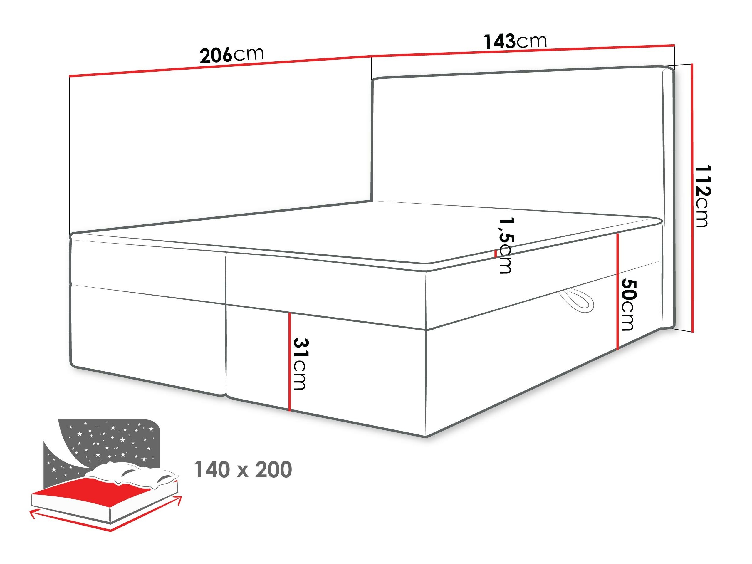 Boxspring krevet Comfivo Arbitas (Ambience 18)