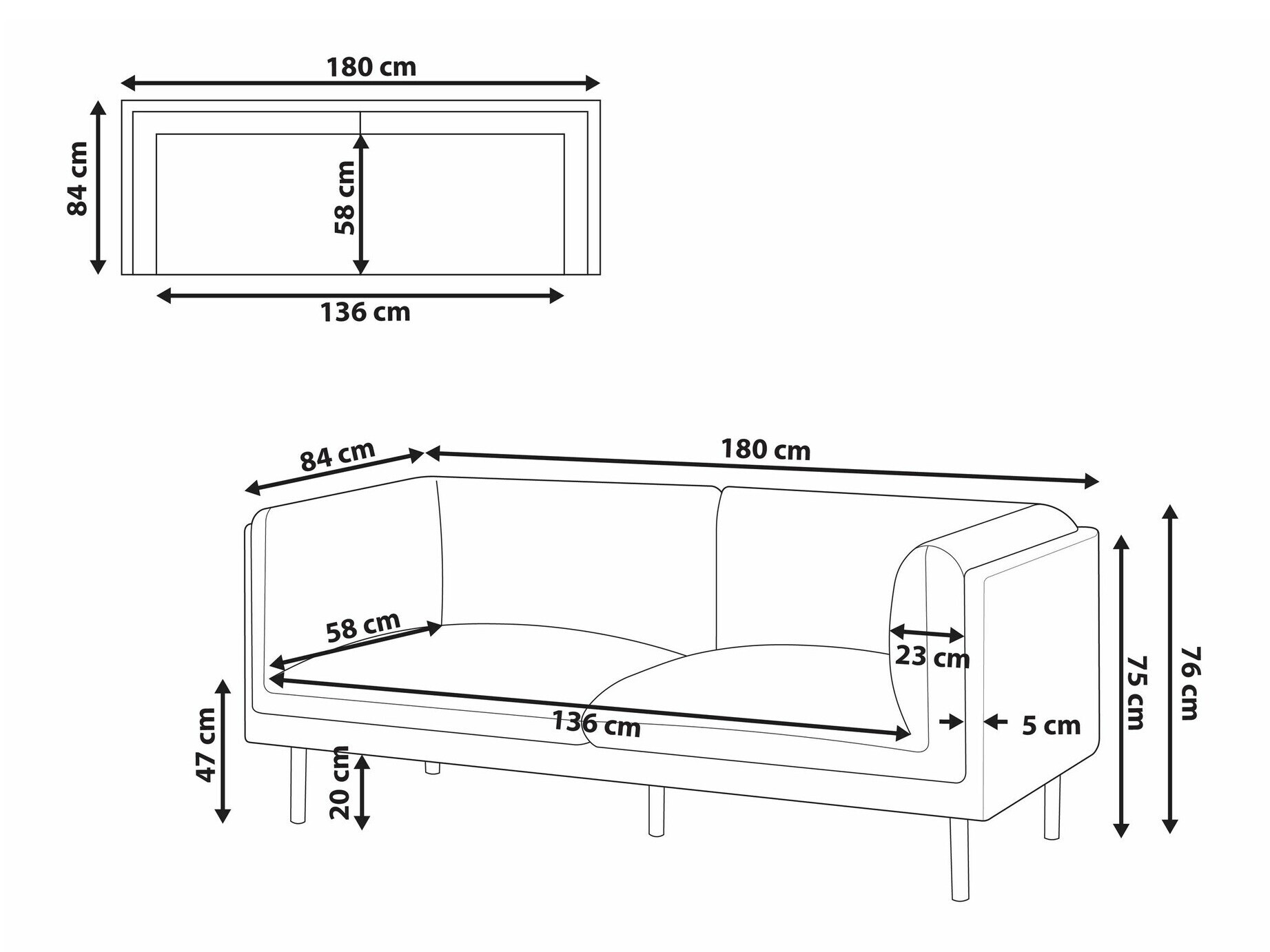 Kauč Berwyn 2684 (Bijela + Smeđa)
