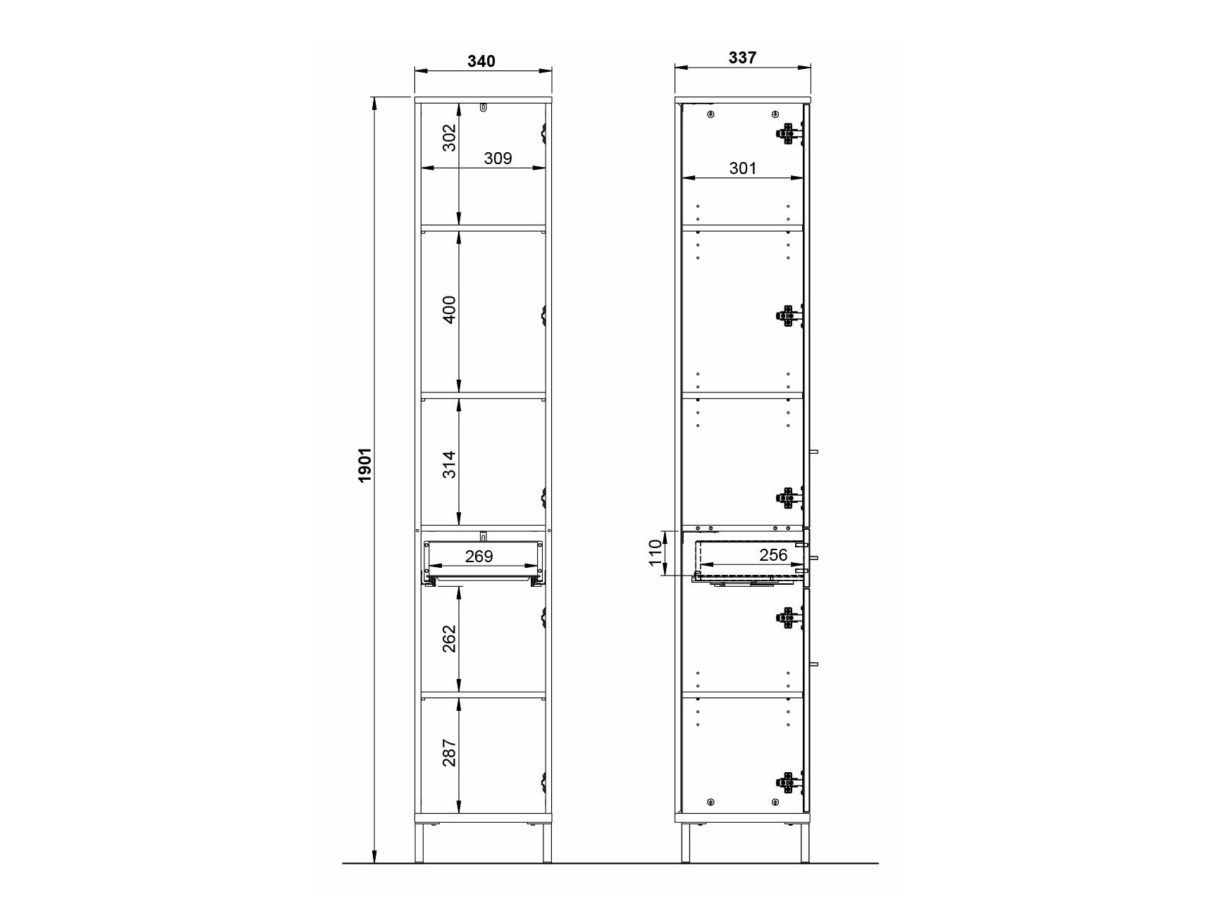 Samostojeći kupaonski ormarić Ruvlevu 103 (Grafit + Navarra hrast)