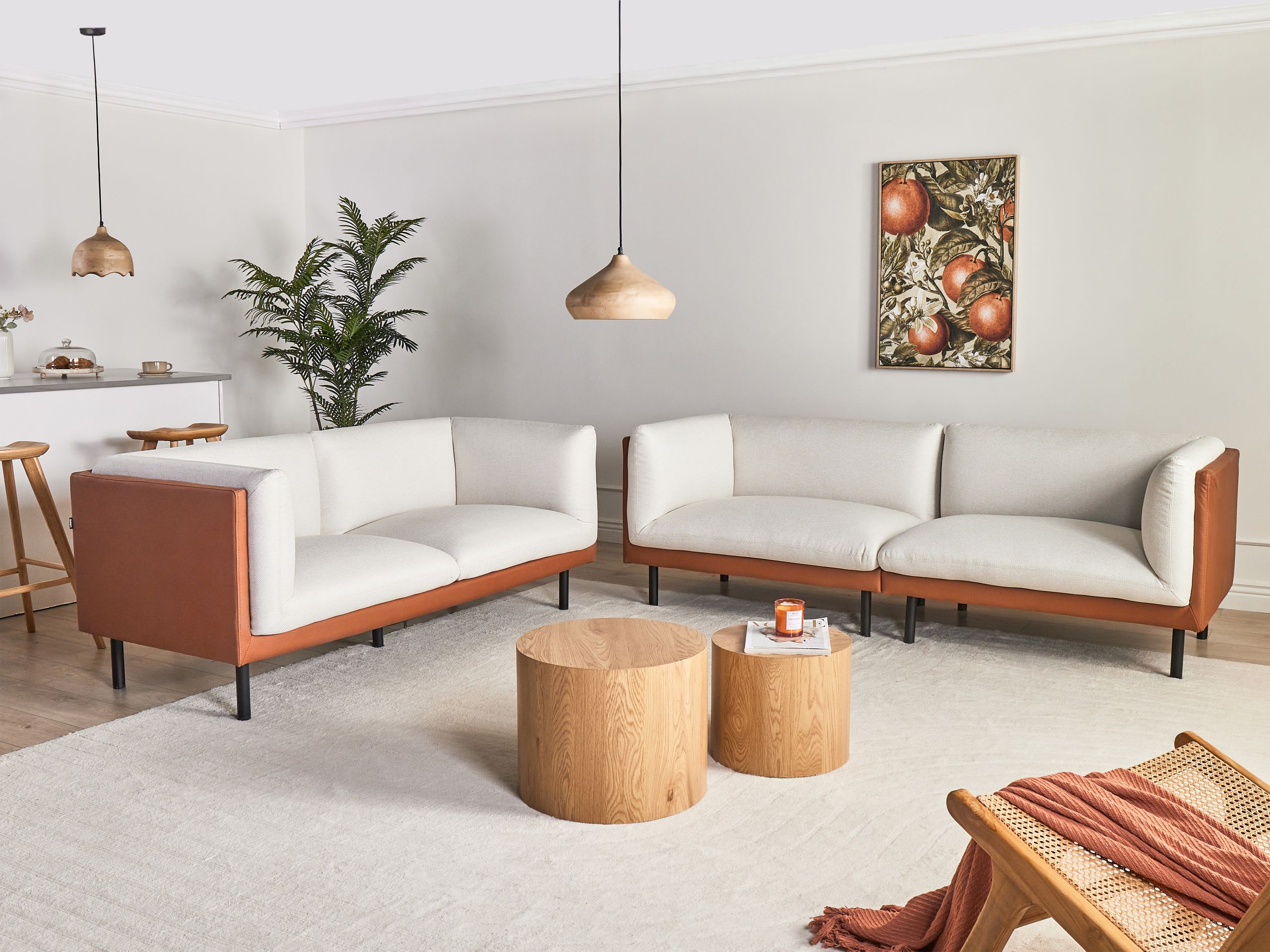 Tapecirani namještaj Berwyn 3085 (Bijela + Smeđa)