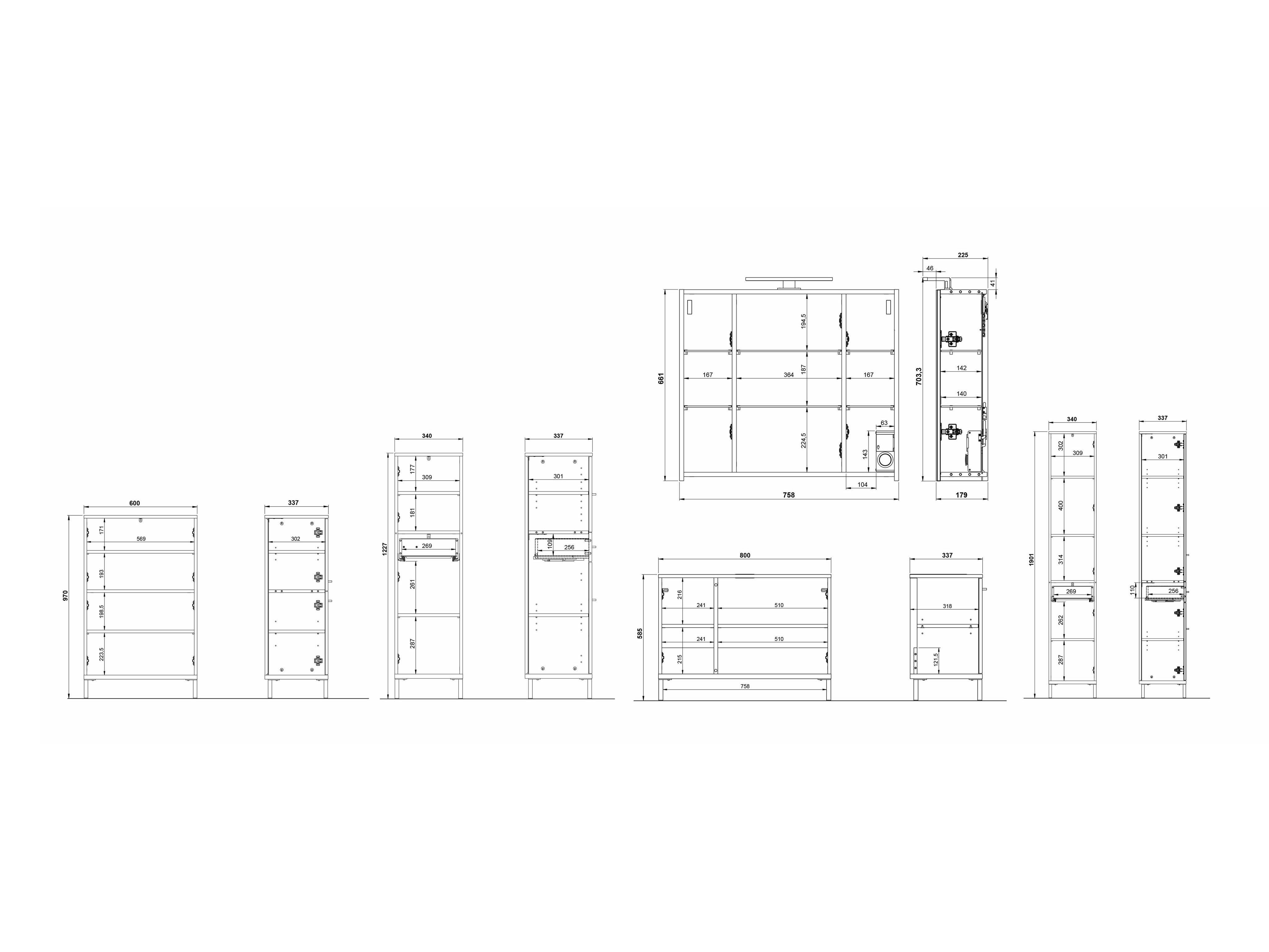 Kupaonski namještaj Ruvlevu 104 (Svijetlo siva + Orah)