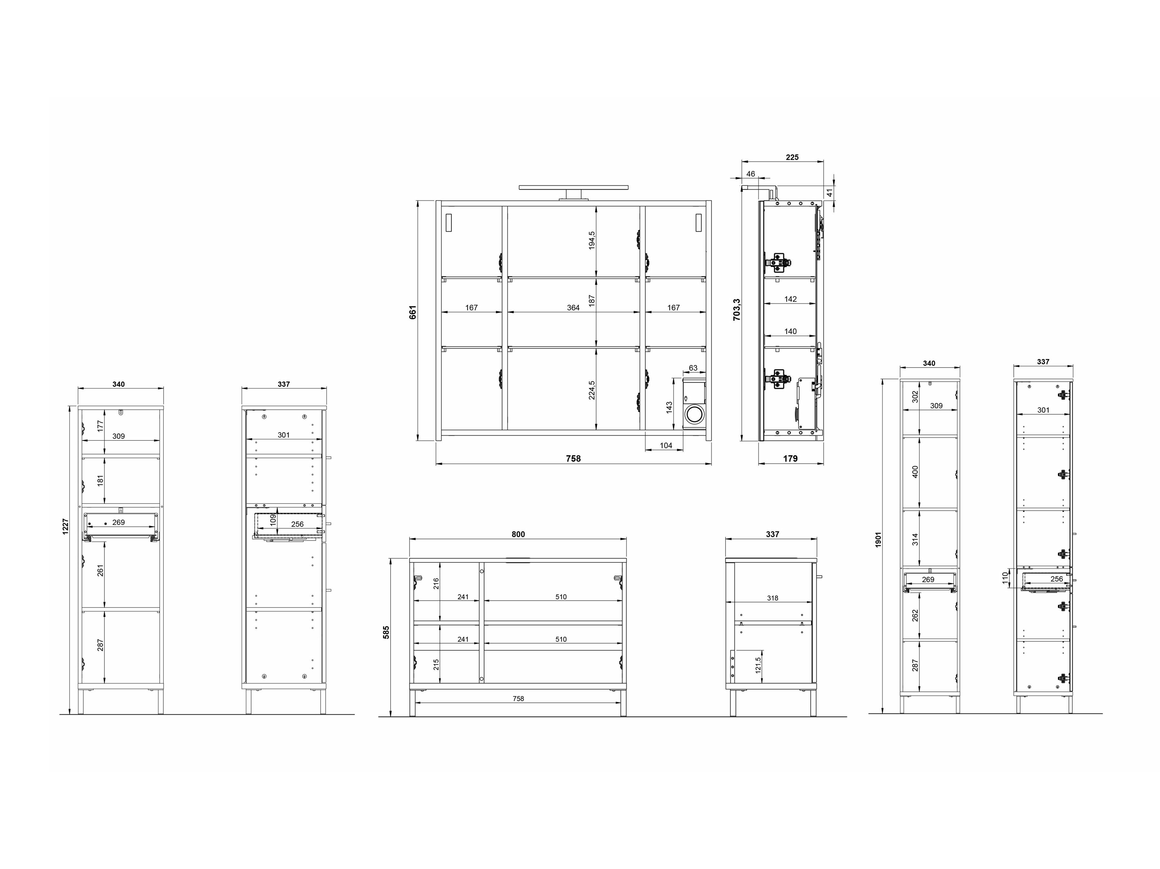 Kupaonski namještaj Ruvlevu 105 (Grafit + Navarra hrast)