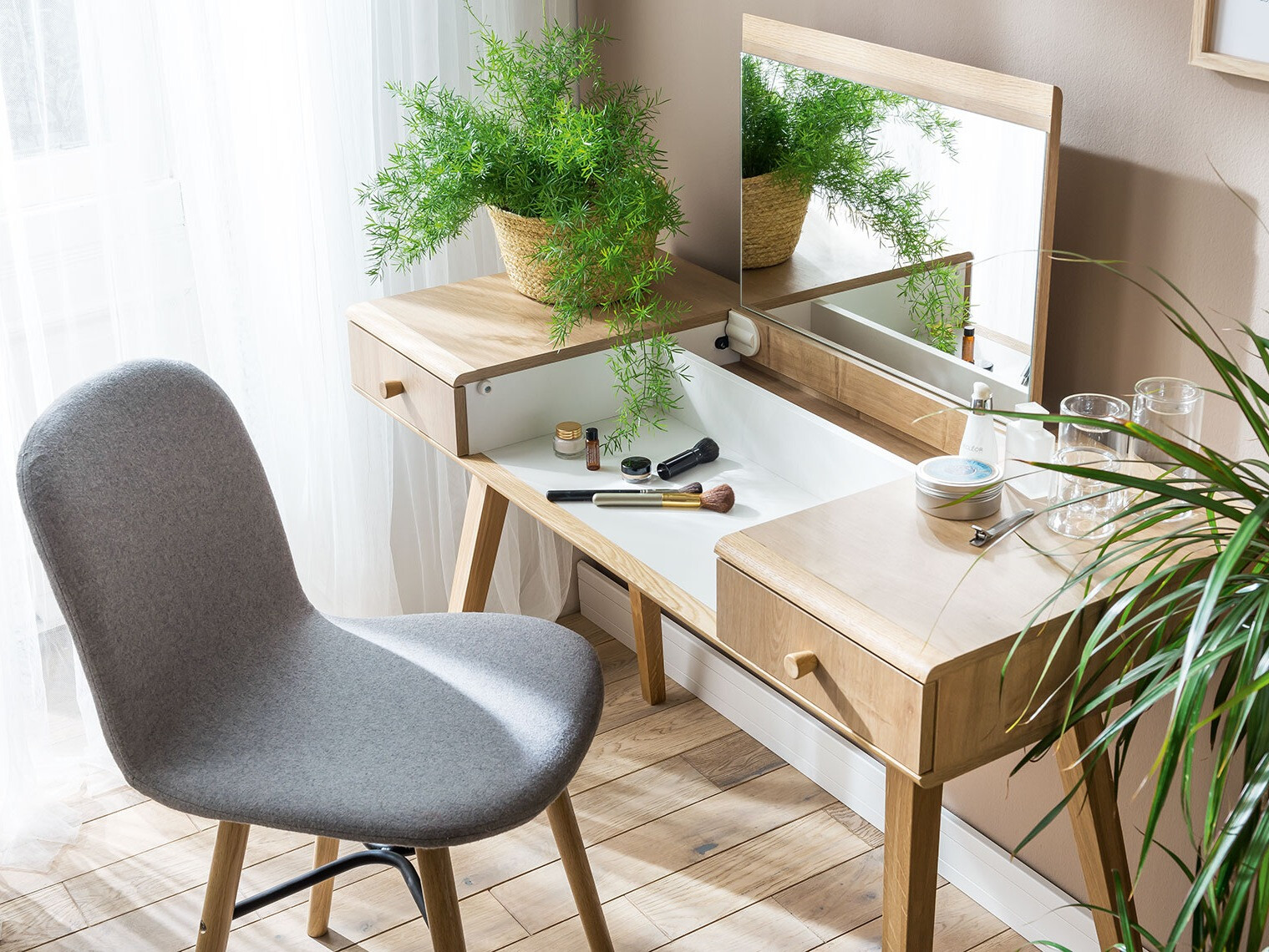 Toaletni stolić Ruvruvi 100 (Bijela + Hrast)