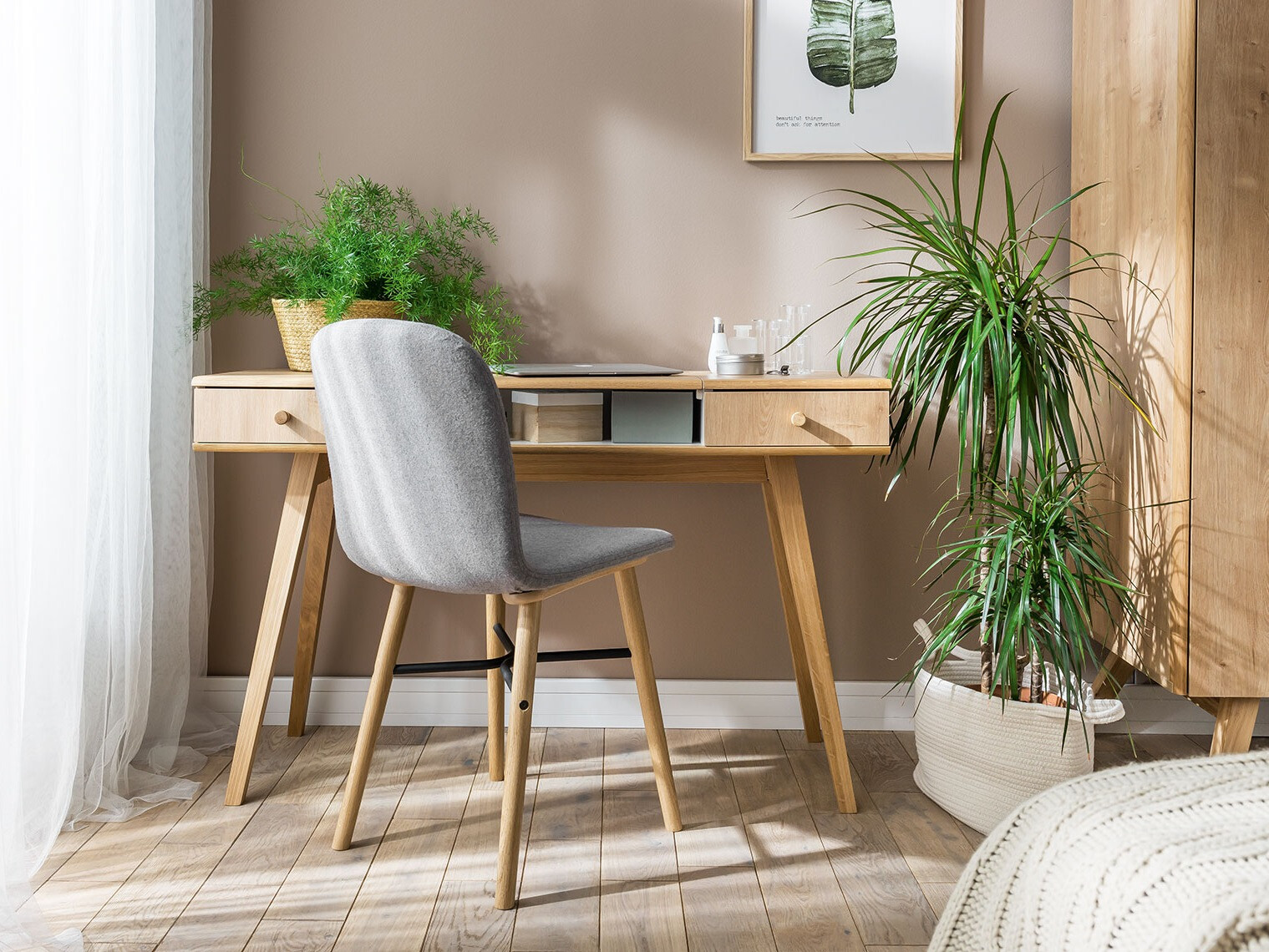 Toaletni stolić Ruvruvi 100 (Bijela + Hrast)