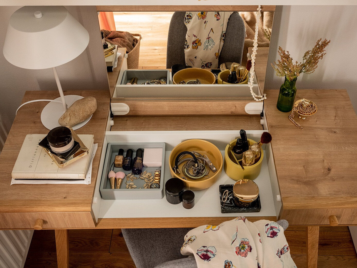 Toaletni stolić Ruvruvi 100 (Bijela + Hrast)