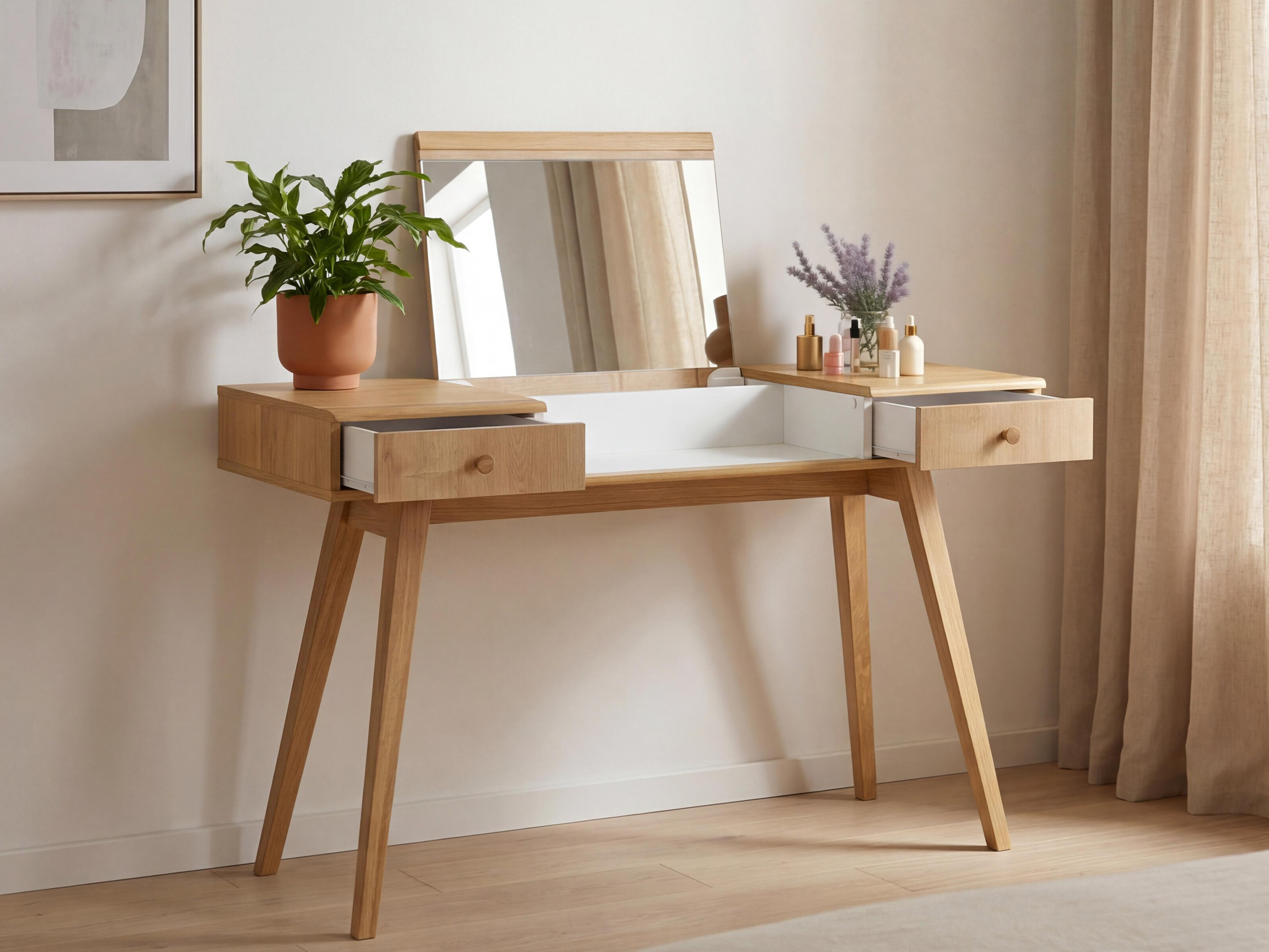 Toaletni stolić Ruvruvi 100 (Bijela + Hrast)