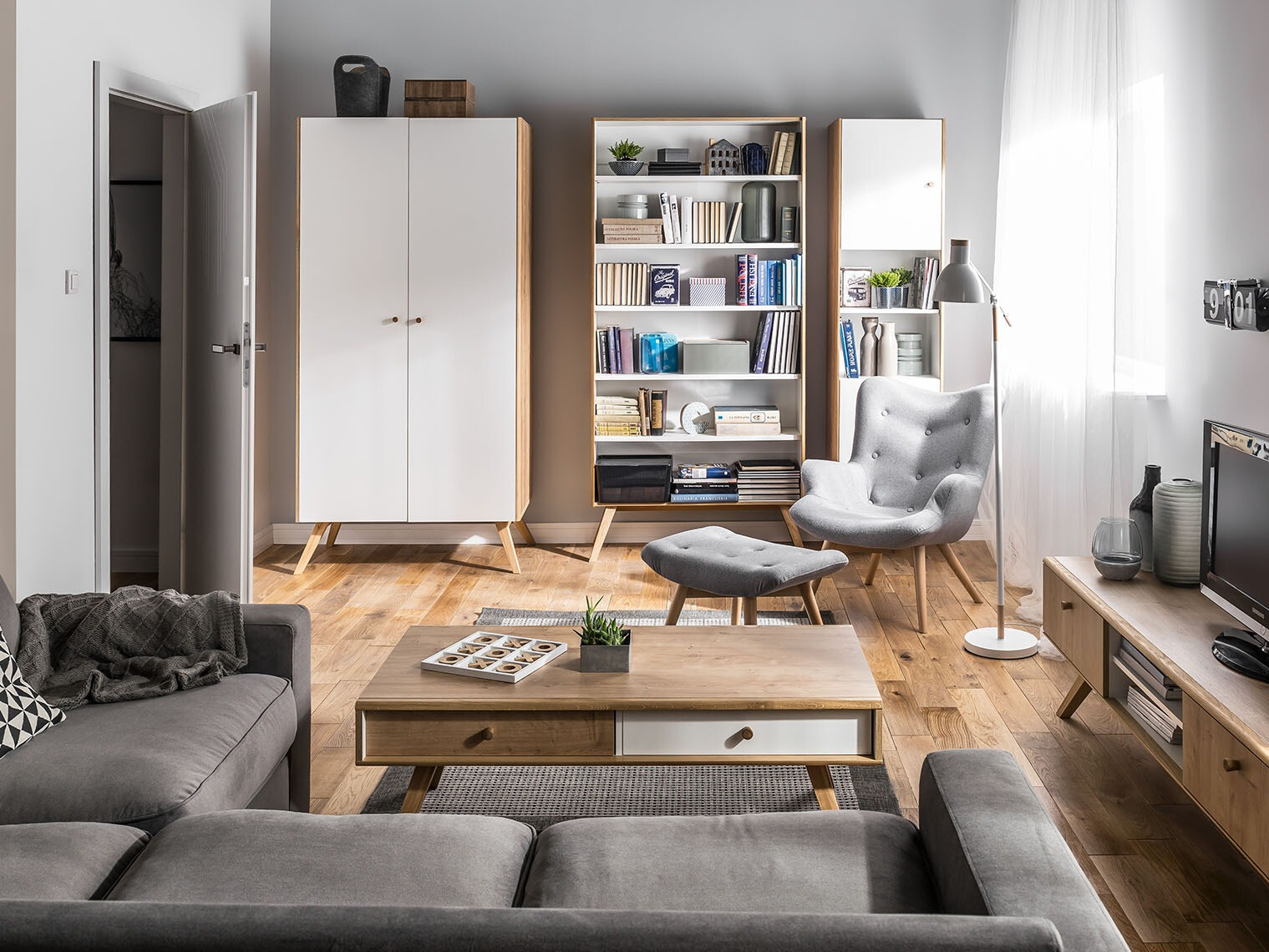 Ormar Ruvruvi 101 (Bijela + Hrast)