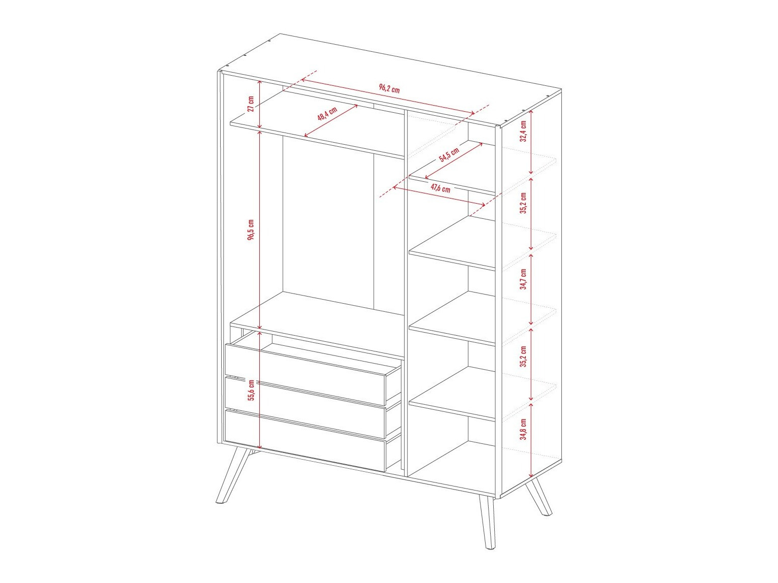 Ormar Ruvruvi 102 (Bijela + Hrast)