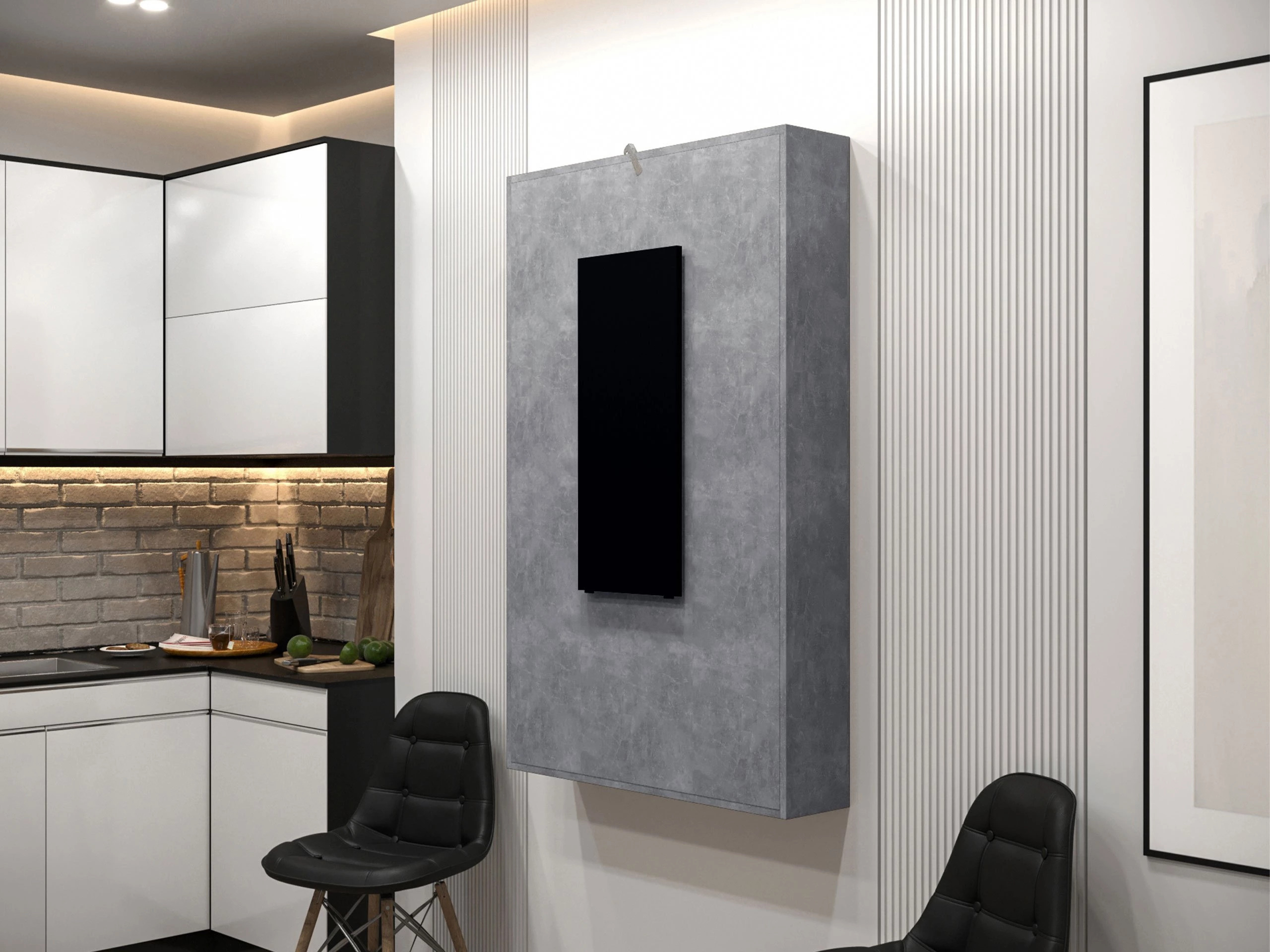 Sklopivi stol Pinis III (Crna + Boja betona)