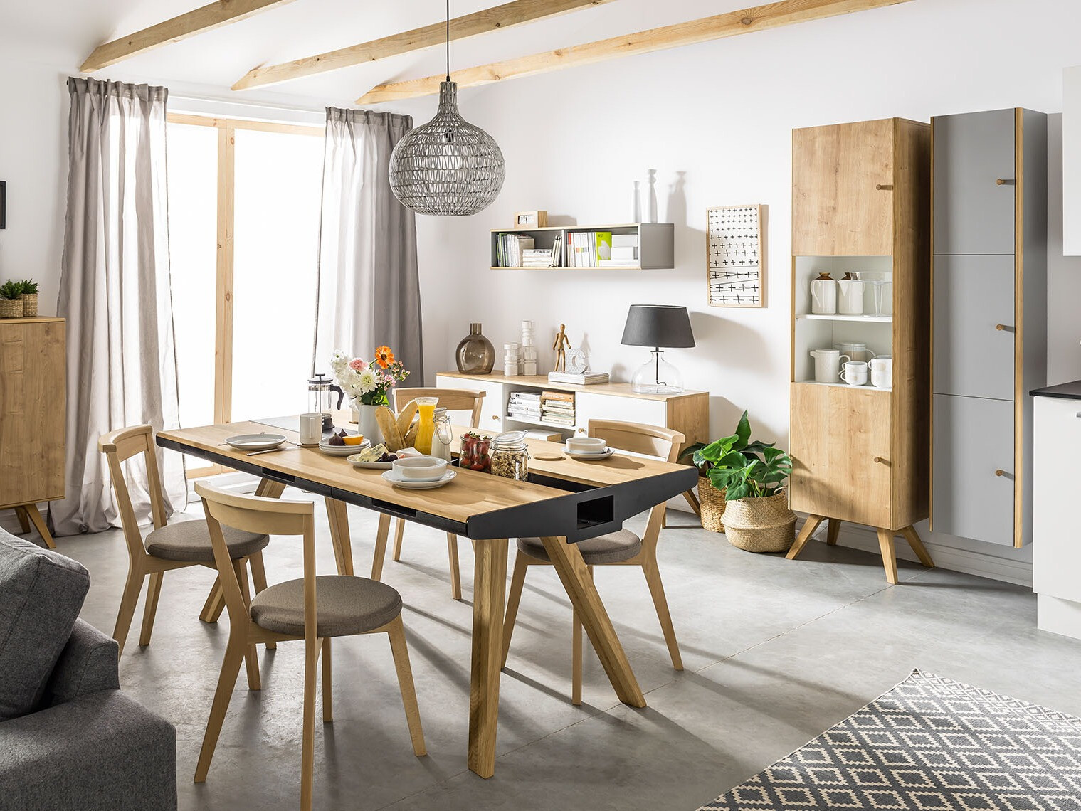 Polica Ruvruvi 106 (Bijela + Hrast)