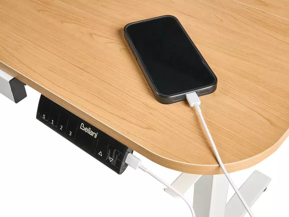 Radni stol podesiv po visini Berwyn 3128 (Bijela + Svijetlo drvo)