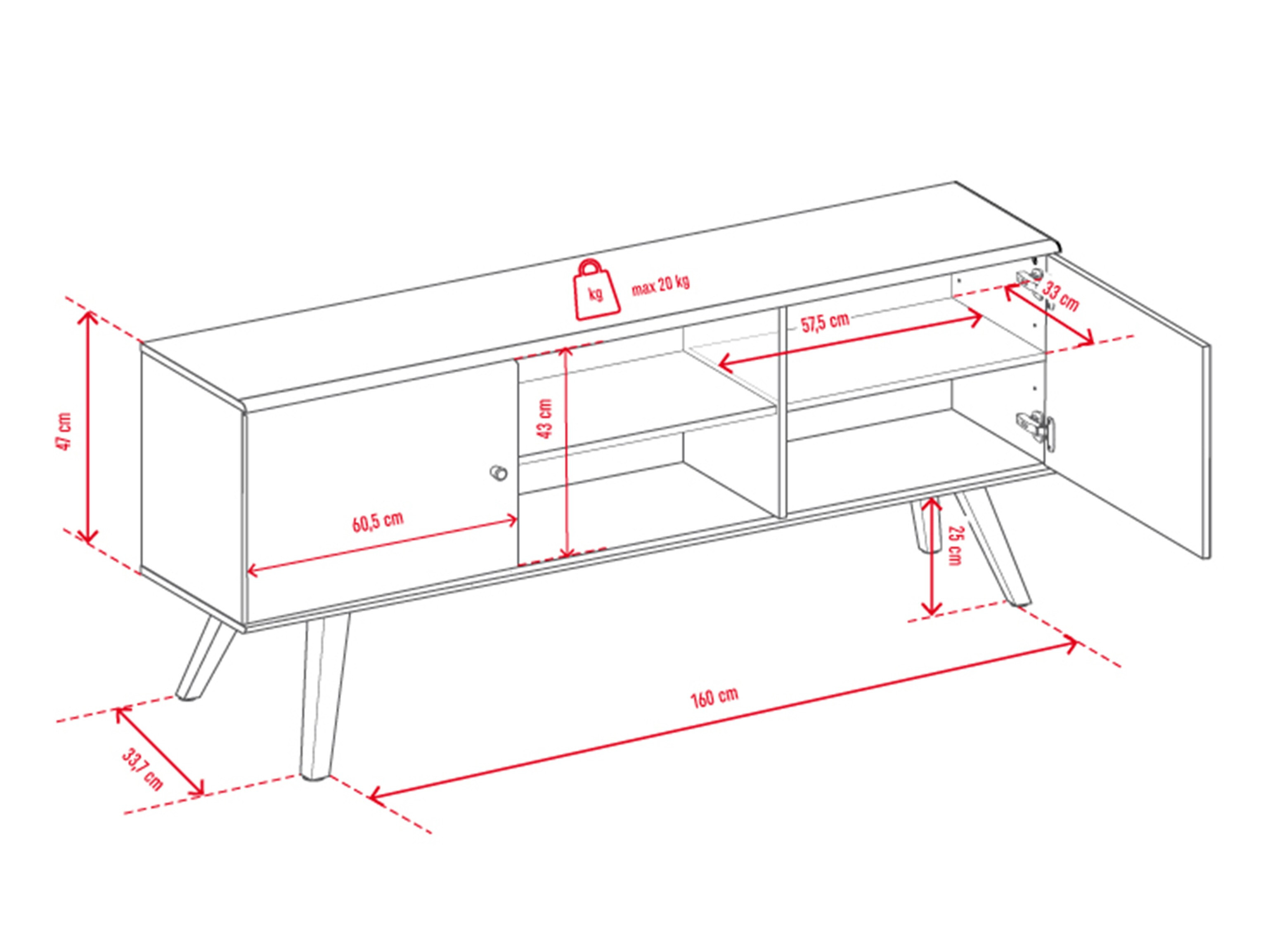 TV stol Ruvruvi 109 (Bijela + Hrast)