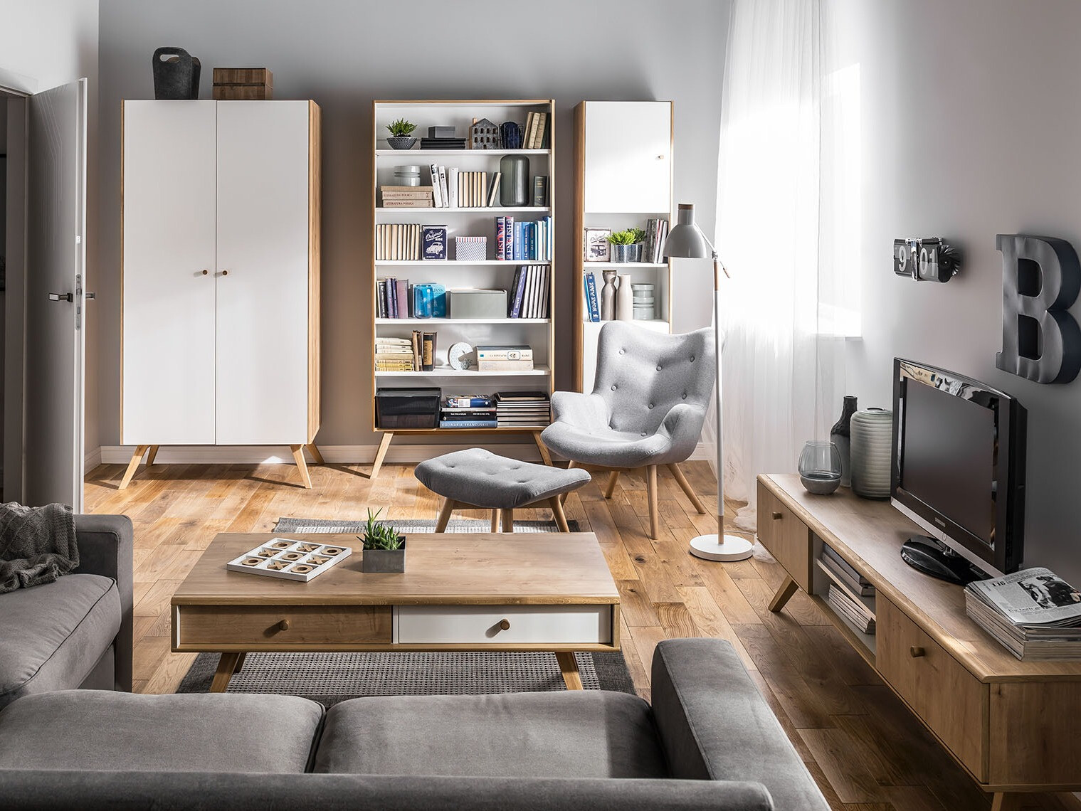 TV stol Ruvruvi 112 (Bijela + Hrast)