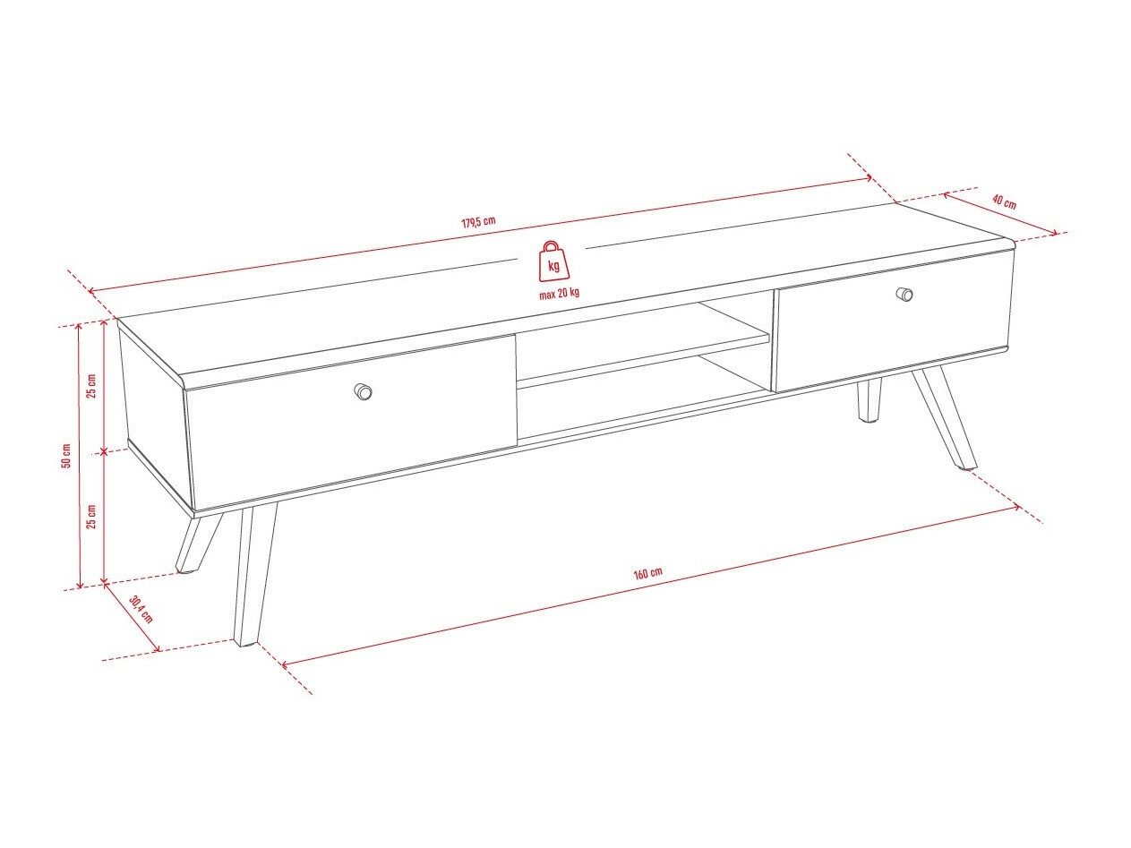 TV stol Ruvruvi 112 (Bijela + Hrast)