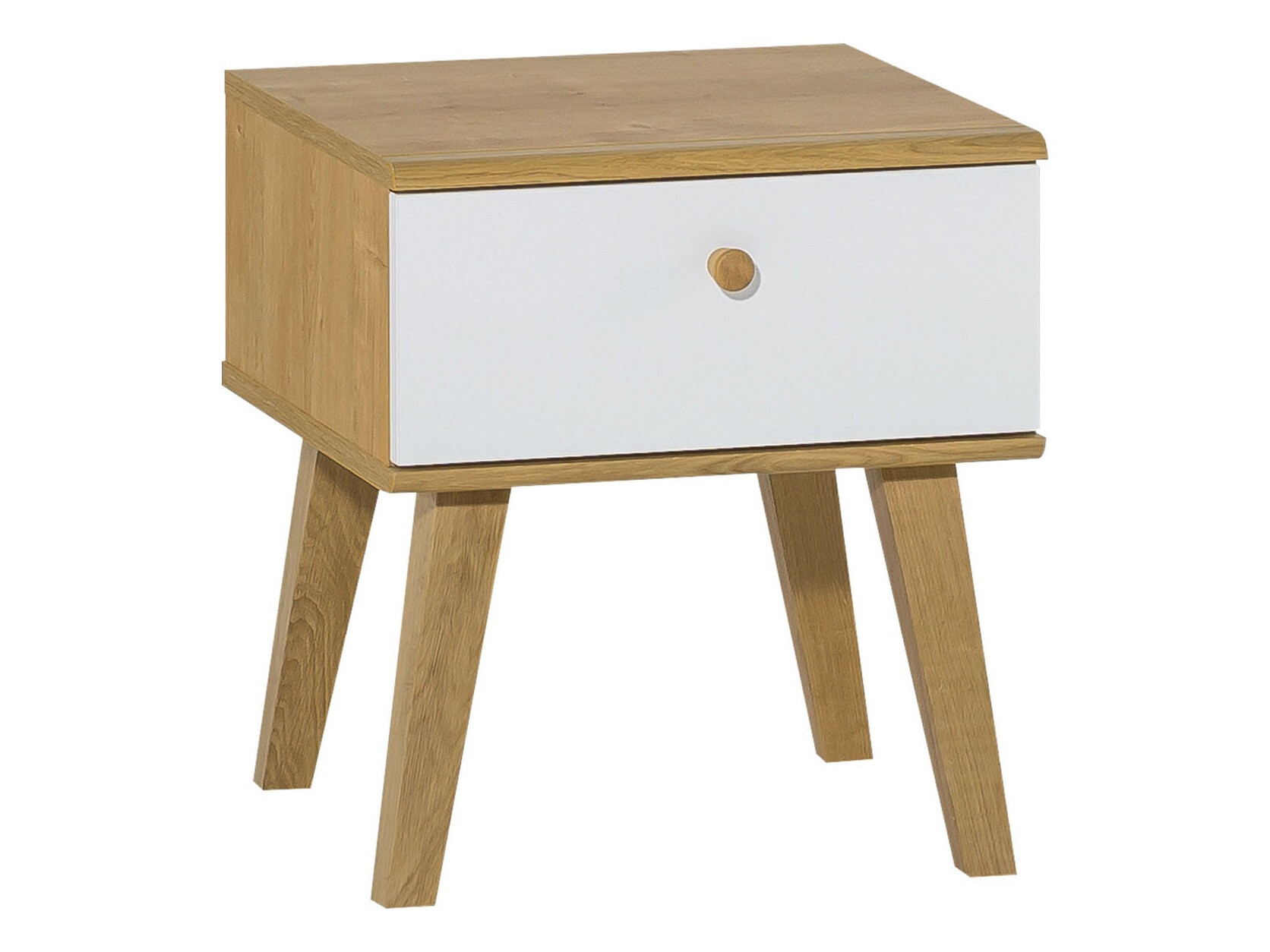 Noćni ormarić Ruvruvi 113 (Bijela + Hrast)