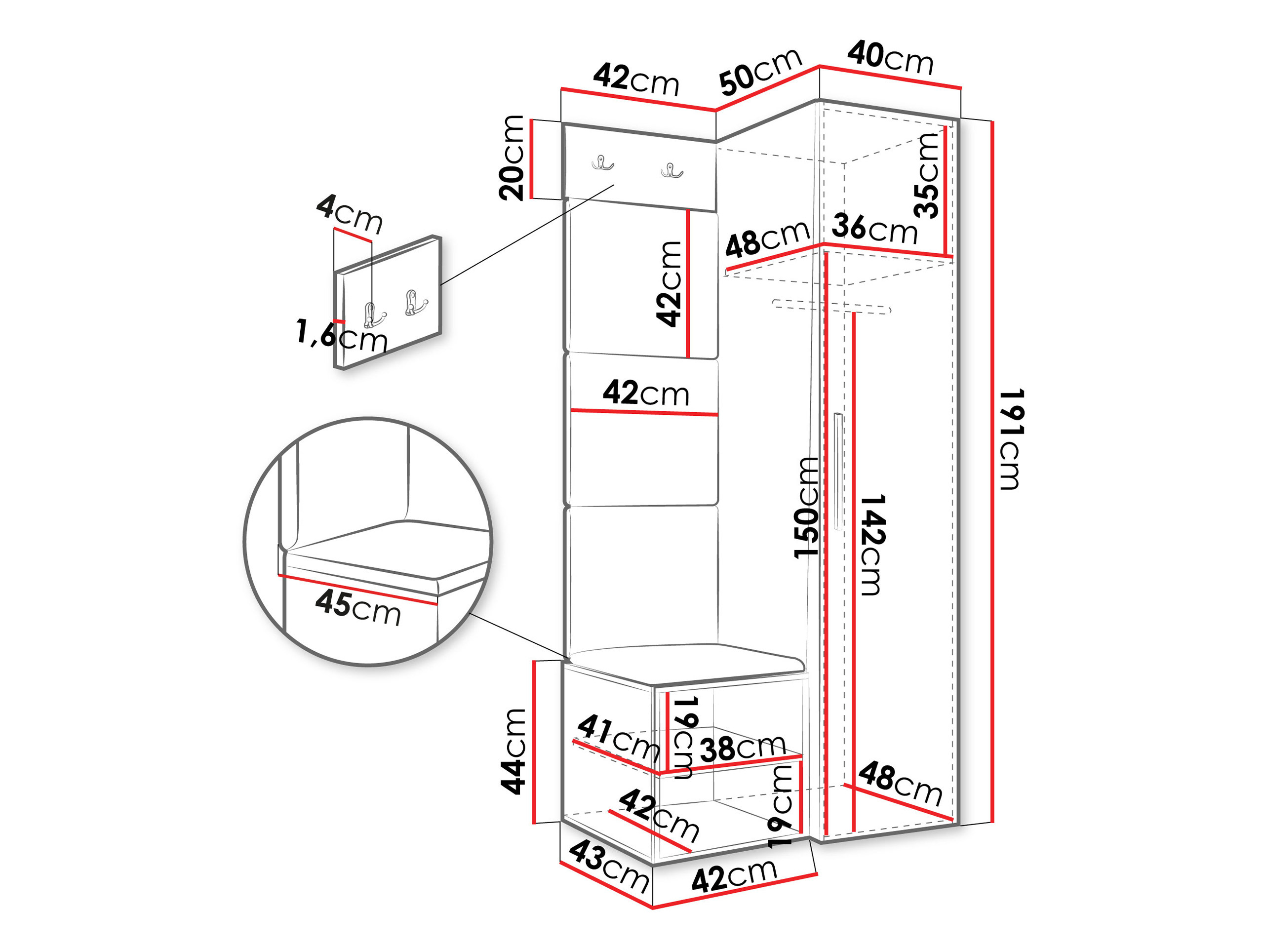 Set za hodnik Nitos III (Bijela)