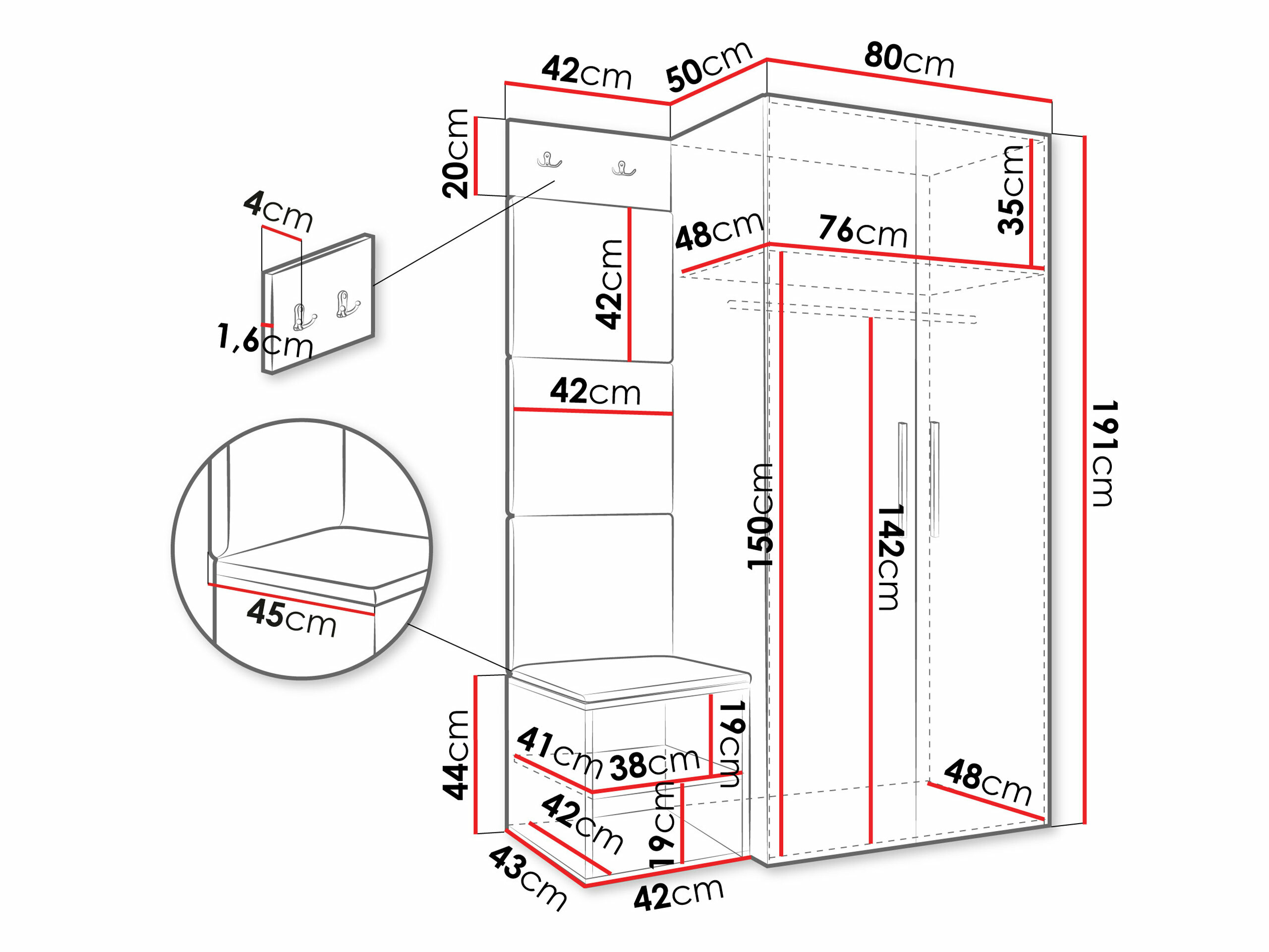 Set za hodnik Nitos IV (Bijela)