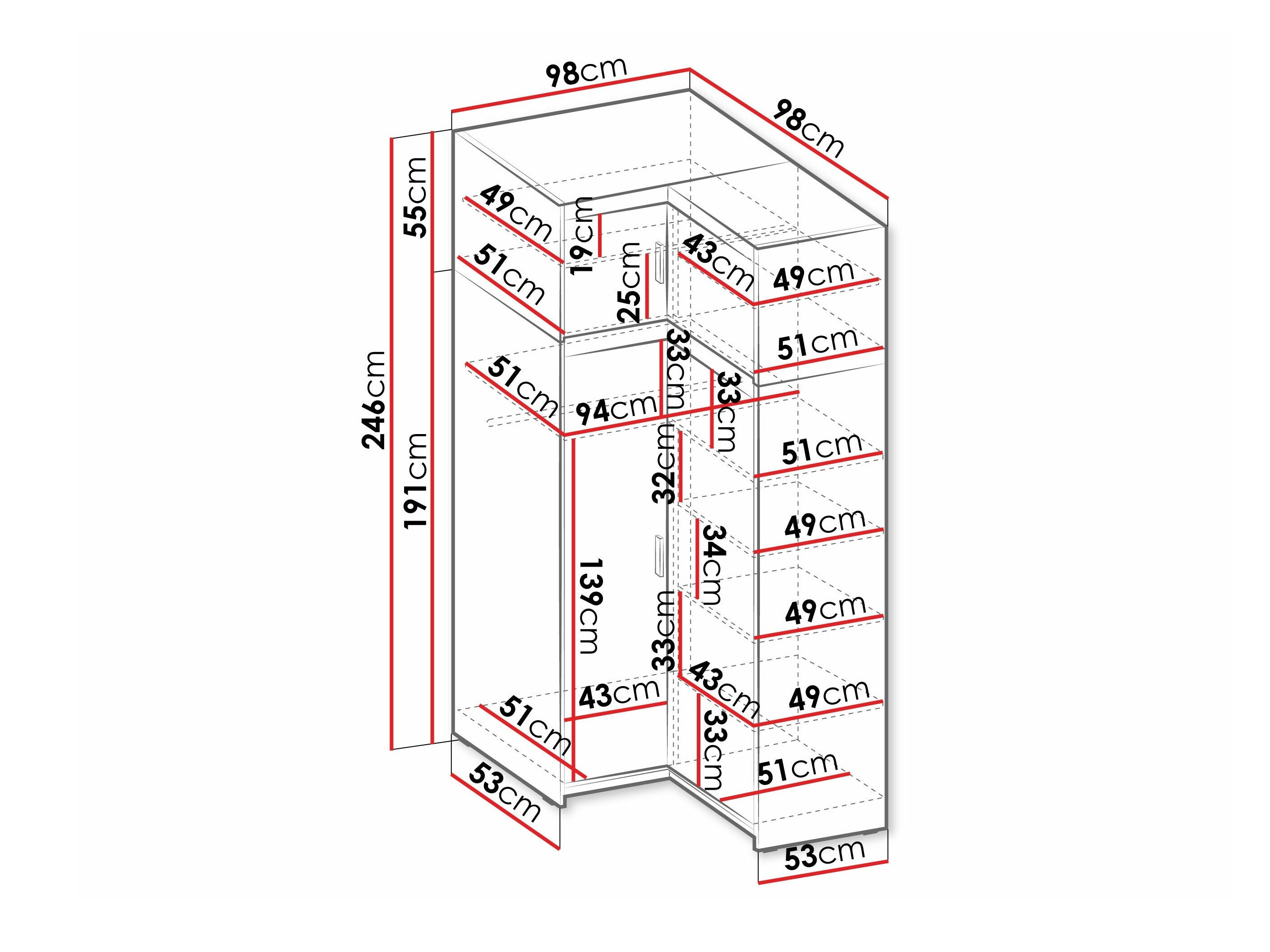 Kutni ormar Novduni 121 (Bijela)