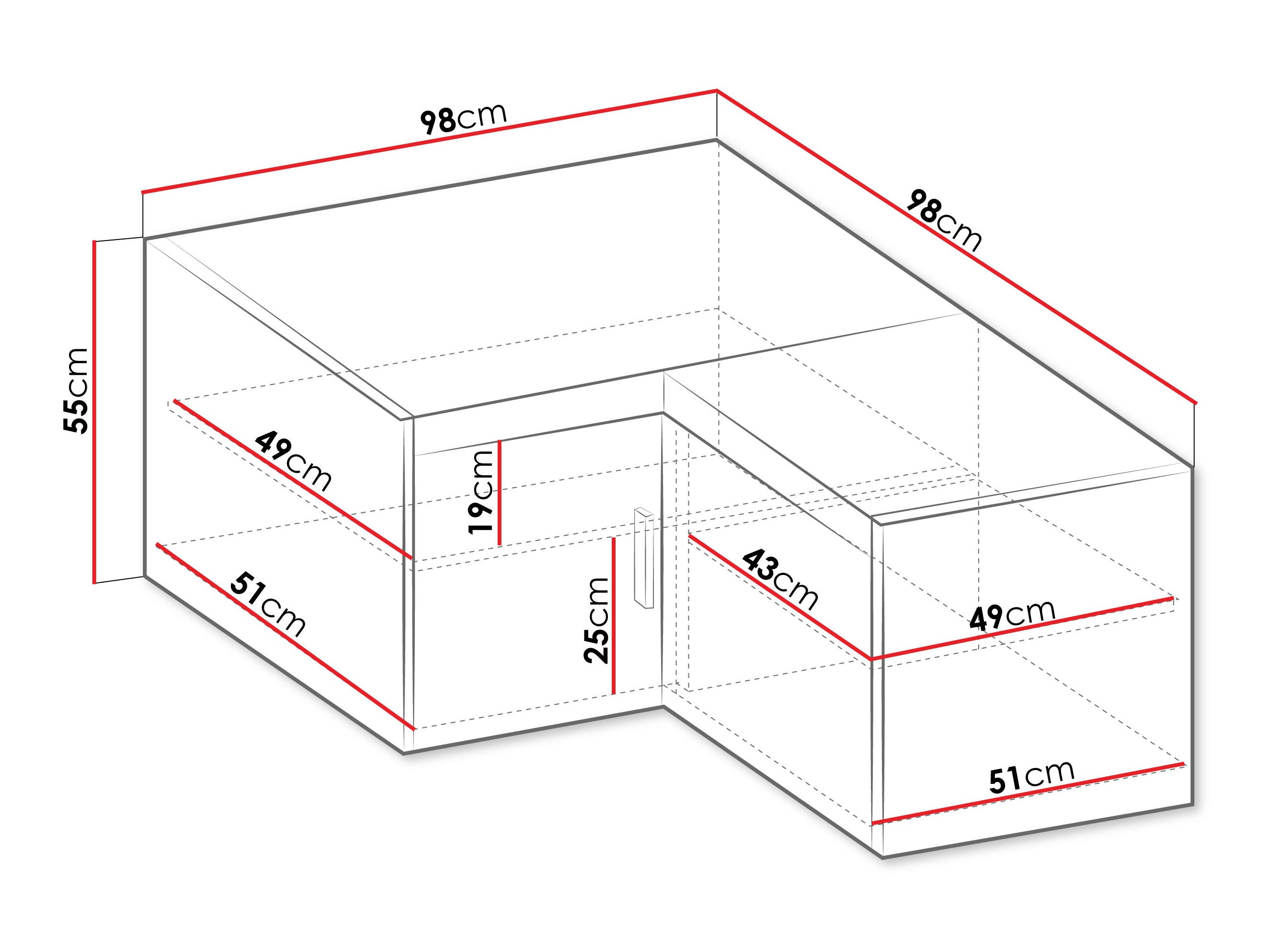 Kutni ormarić Novduni 118 (Hrast)