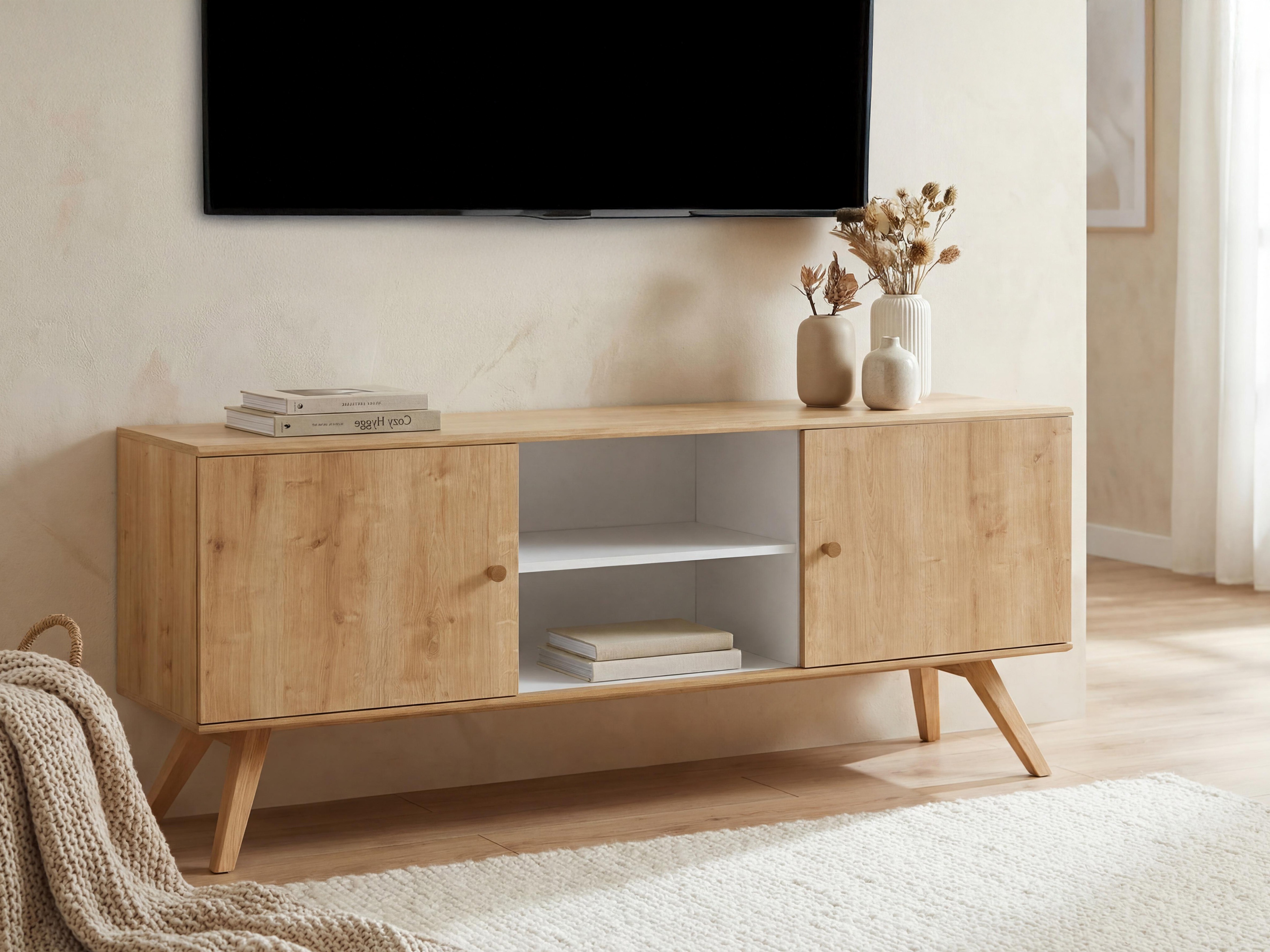 TV stol Ruvruvi 109 (Bijela + Hrast)